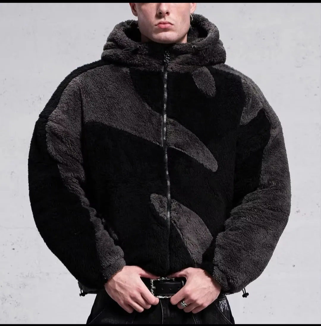 Oversized Color-Block Sherpa Zip Hooded Jacket | Giacca Sherpa Oversize con Cappuccio Color-Block