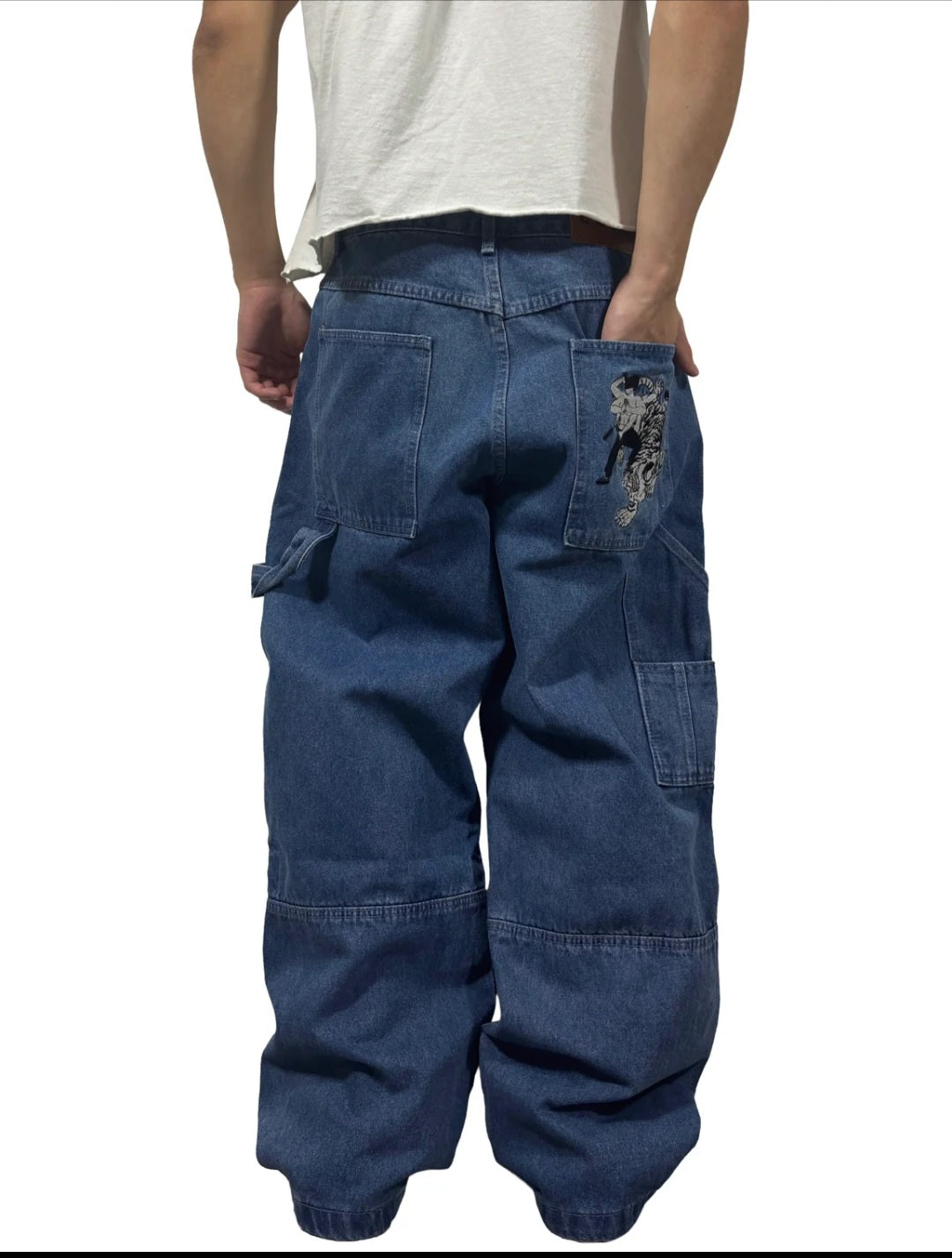 Men's Baggy Tiger Embroidered Jeans