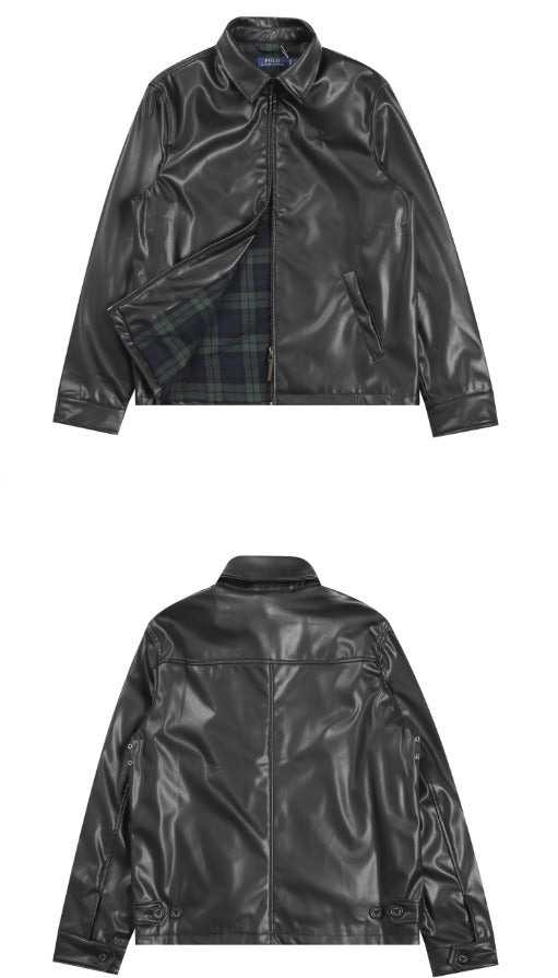 Men's Boxy Cropped Faux Leather Jacket