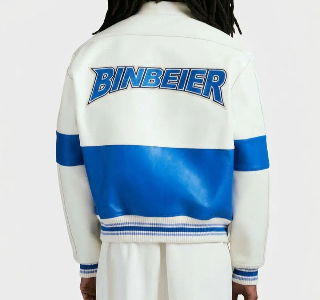 Colorblock Faux-Leather Racing Bomber Jacket