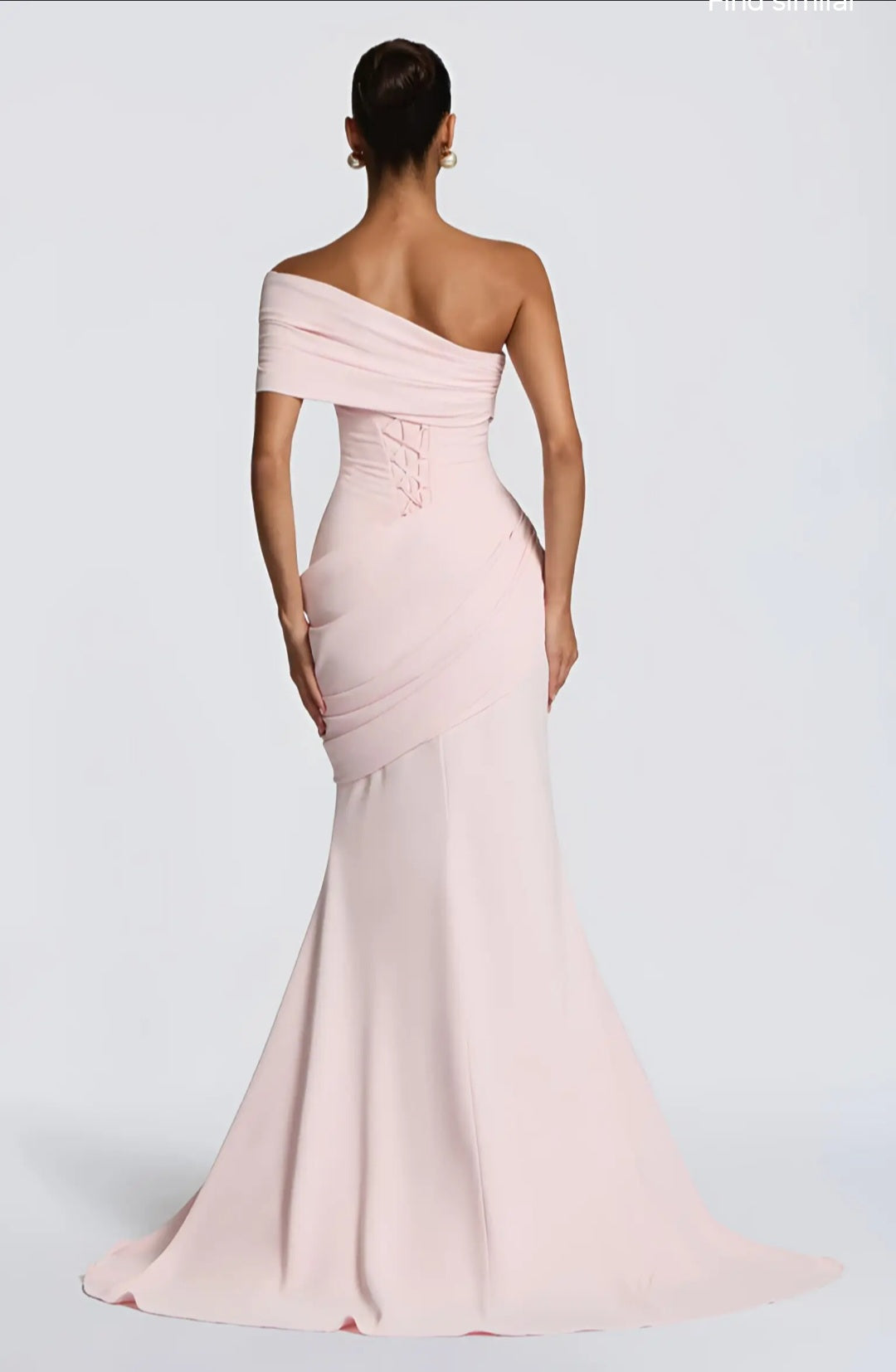 One-Shoulder Draped Mermaid Evening Gown with Train - Modernrush.us
