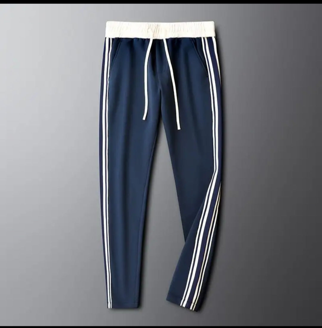 Men's Two-Piece Zip Tracksuit Set, Contrast Stripe Jacket and Joggers