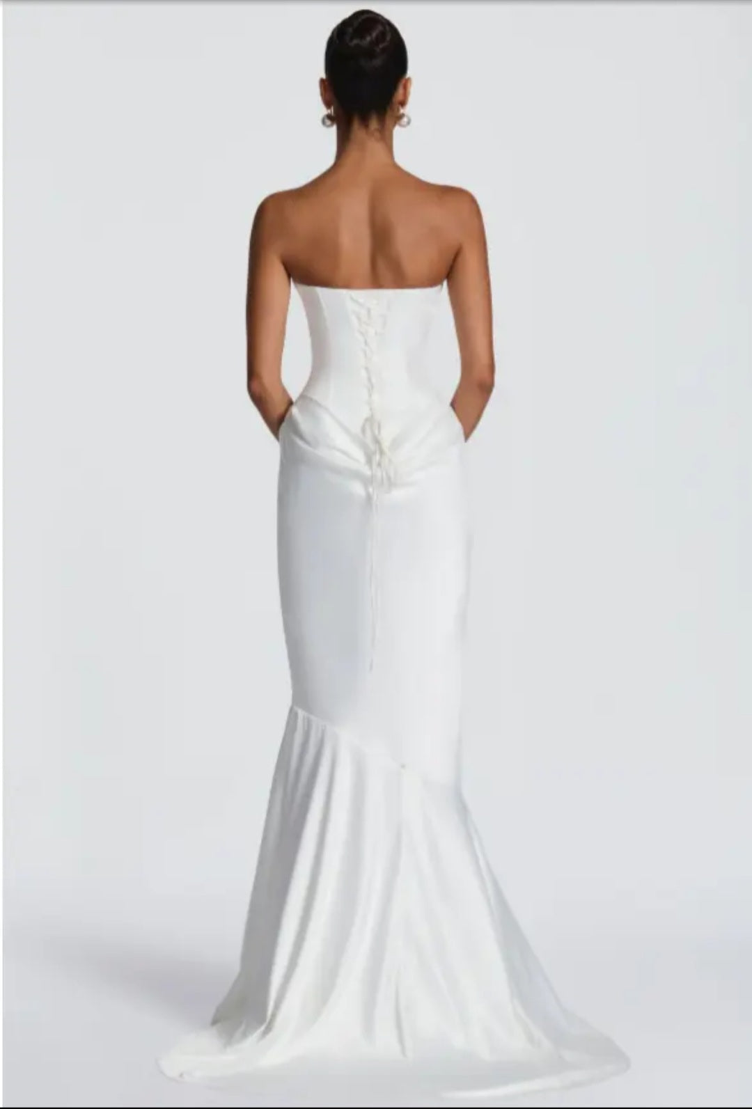 Strapless Sweetheart Bustier Draped Column Gown - Modernrush.us