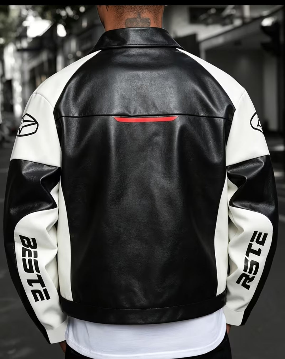 American Motorcycle Style Patchwork PU Leather Jacket for Men - Modernrush.us