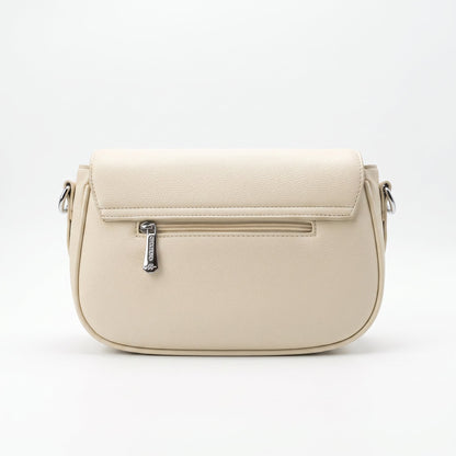 Saddle Bag Charro Beige con Doppio Anello Logo e Tracolla Rimovibile