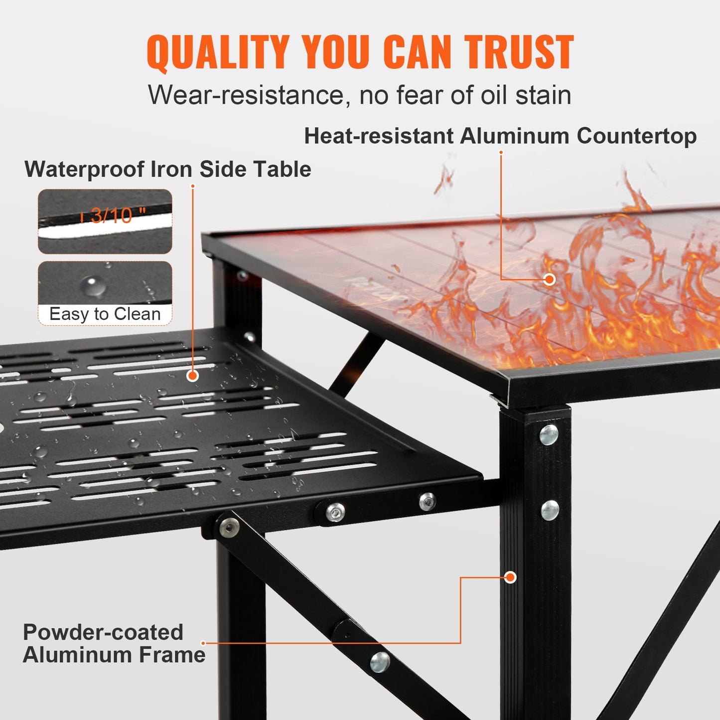 Camping Kitchen Table, One-piece Folding Portable Cook Station with A
