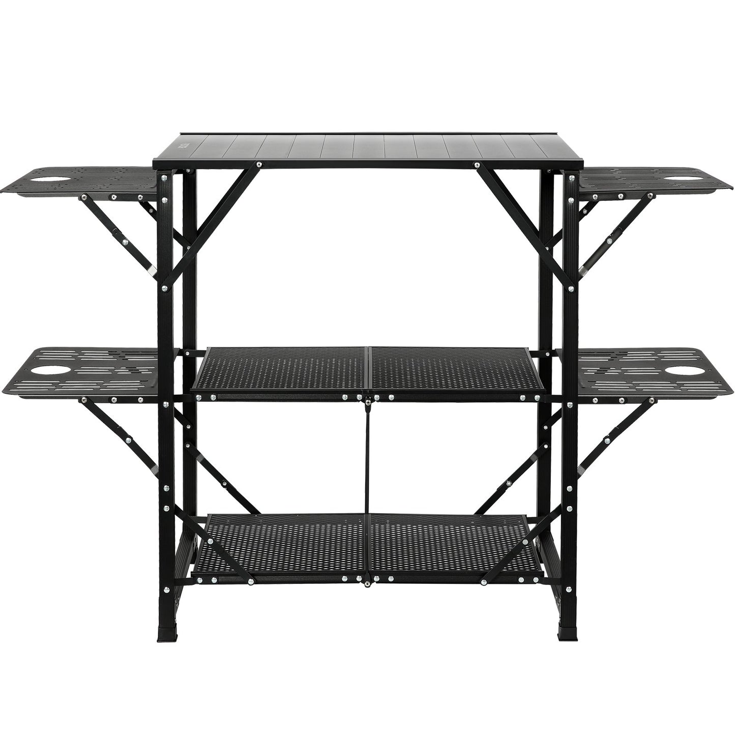 Camping Kitchen Table, One-piece Folding Portable Cook Station with A