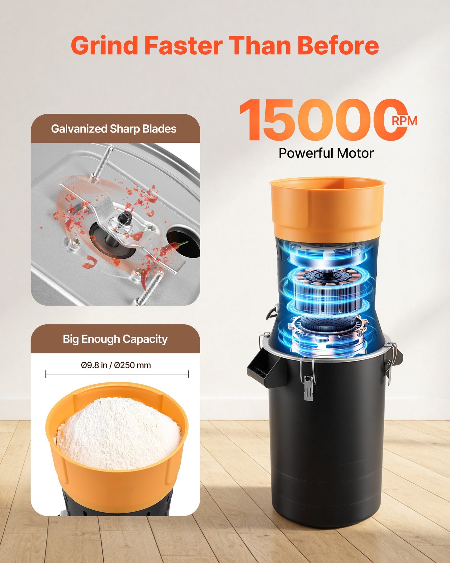 Electric Grain Mill Grinder, 600W High Power Commercial Spice Grinder,