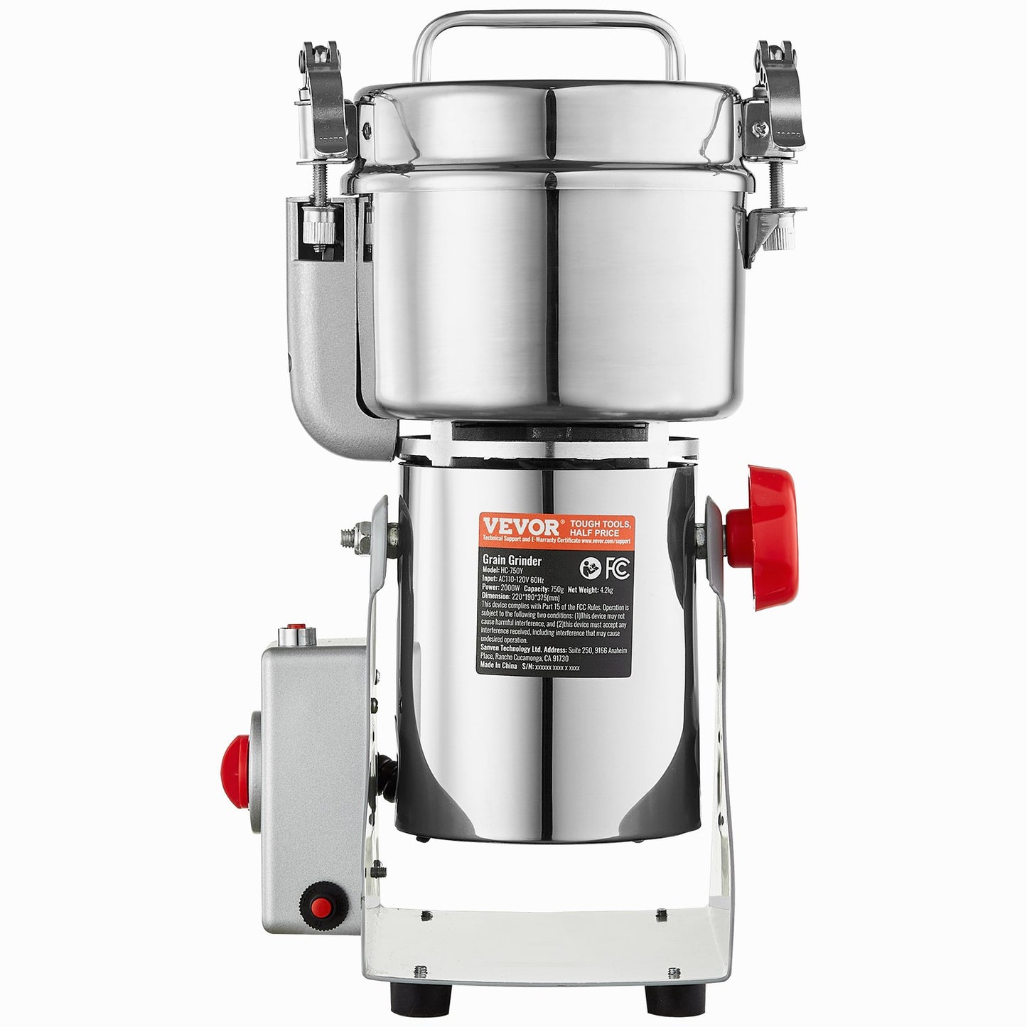 750g Electric Grain Mill Grinder, High Speed 2000W Commercial Spice