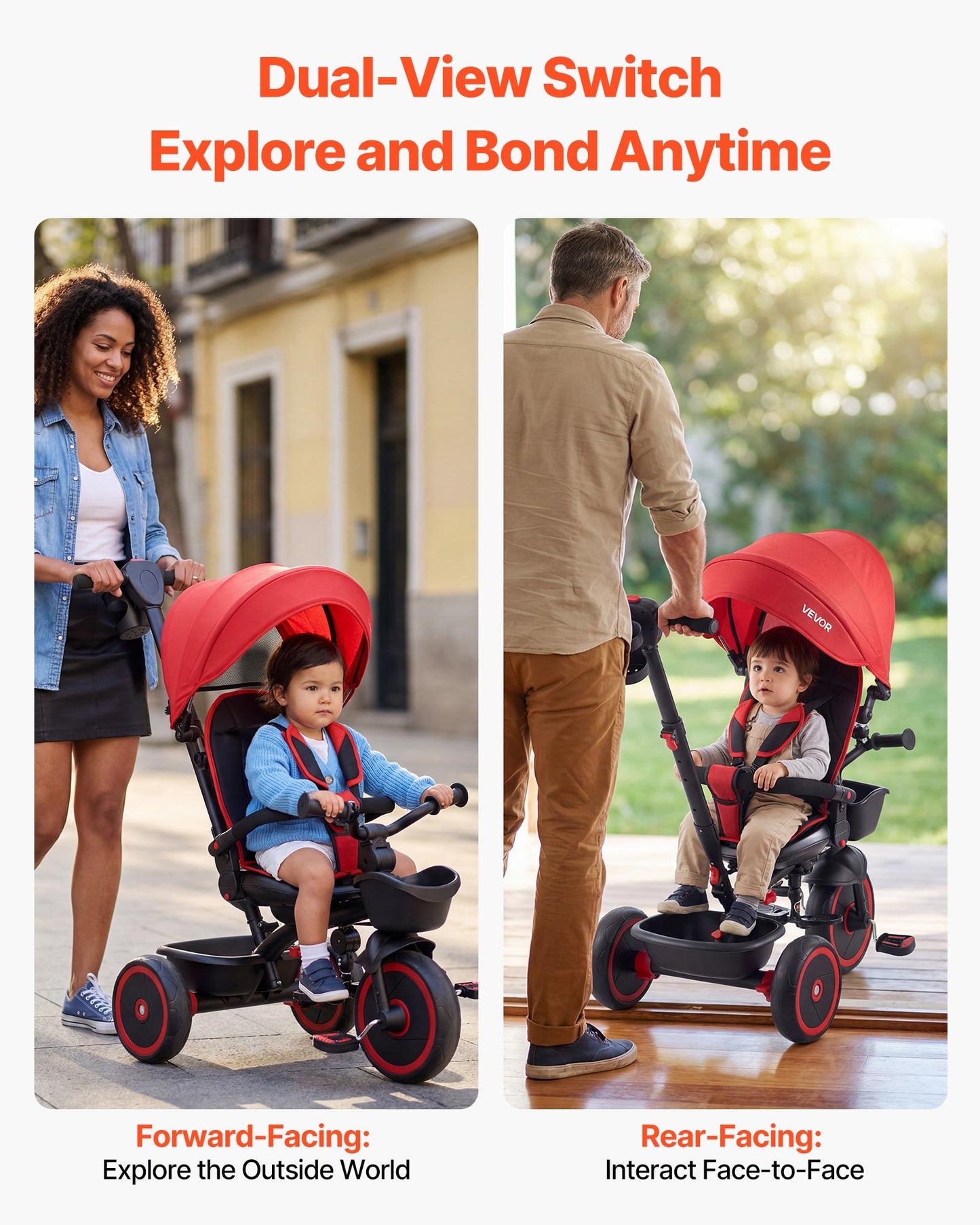 Toddler Tricycle & Stroller for 1-5 Year Old, 6-in-1 Kids Trike with