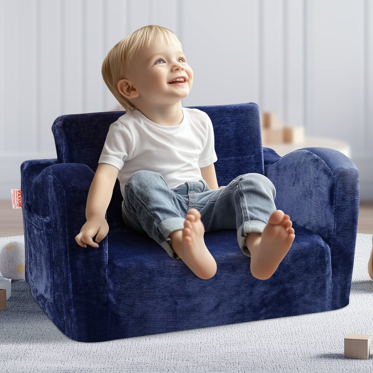 Kids Couch, 2-in-1 Toddler Chairs Comfy, Toddler Couch Sofa Bed Fold