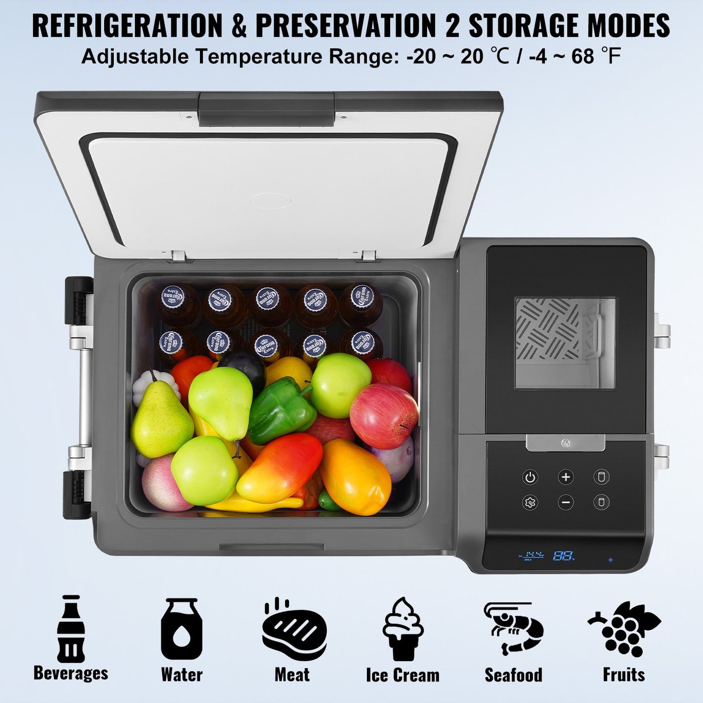 Portable Car Refrigerator, with Ice Making Function, 12 Volt Car