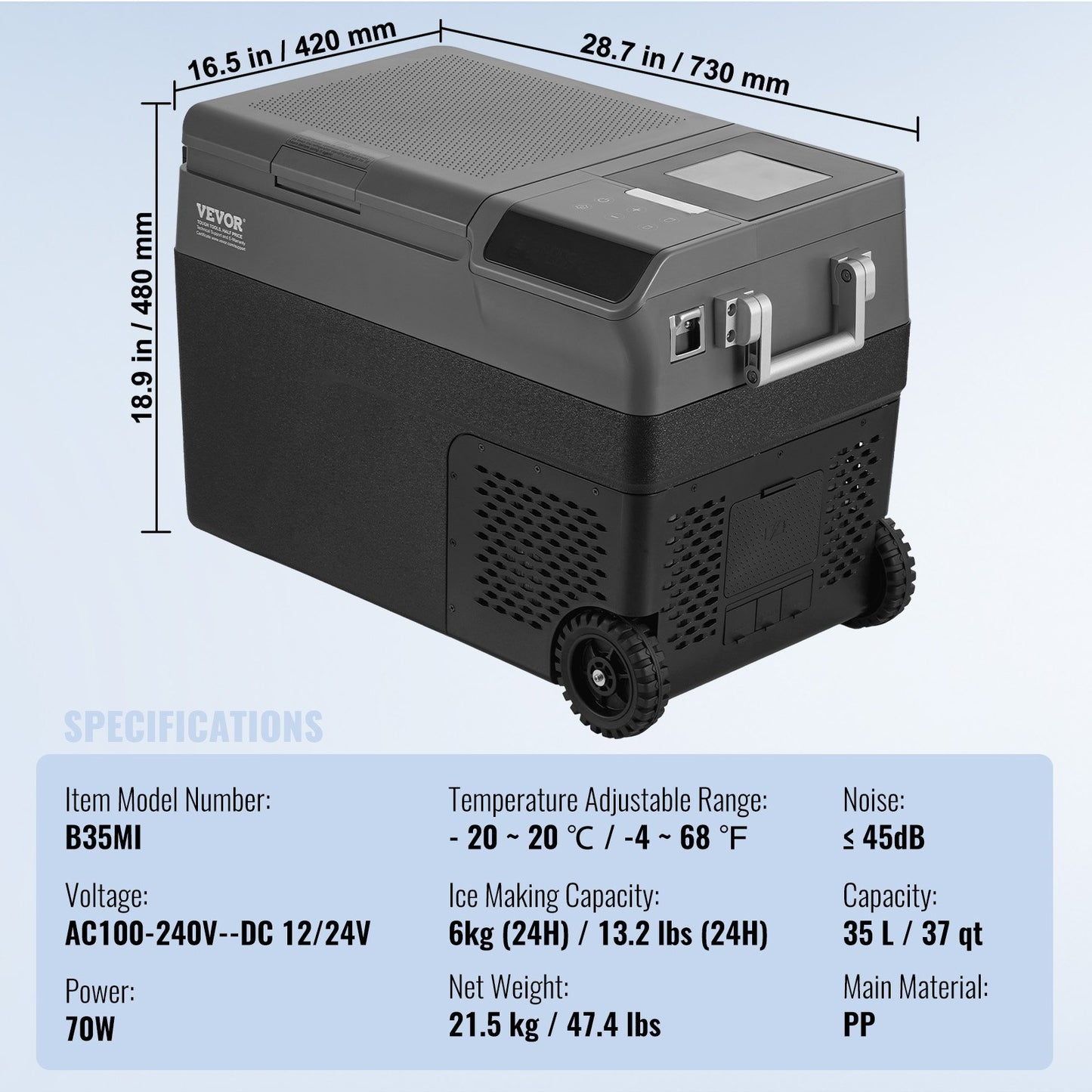 Portable Car Refrigerator, with Ice Making Function, 12 Volt Car