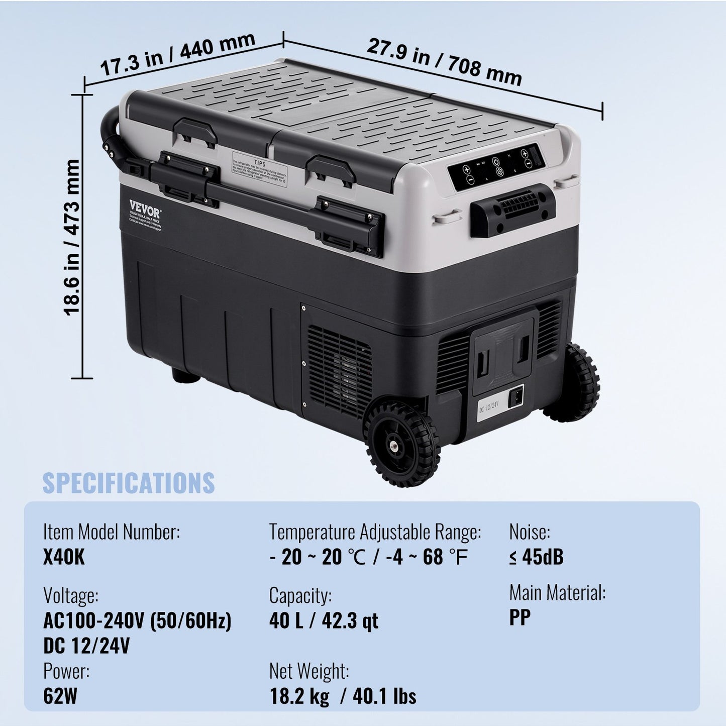 Portable Car Refrigerator, 12 Volt Car Refrigerator Fridge, 40 L /