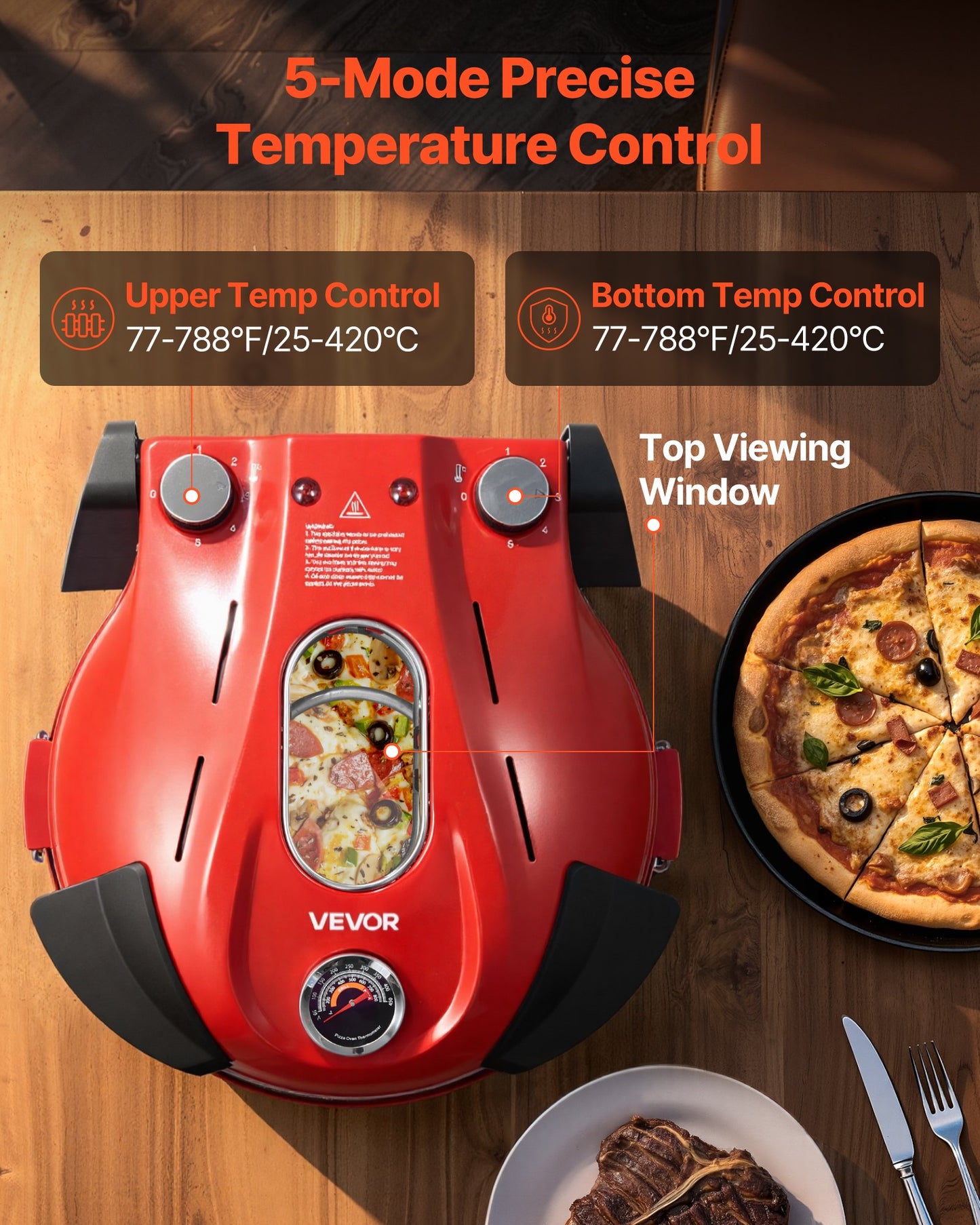 Pizza Oven, 304.8 mm Electric Pizza Maker, 1200W Electric Pizzas