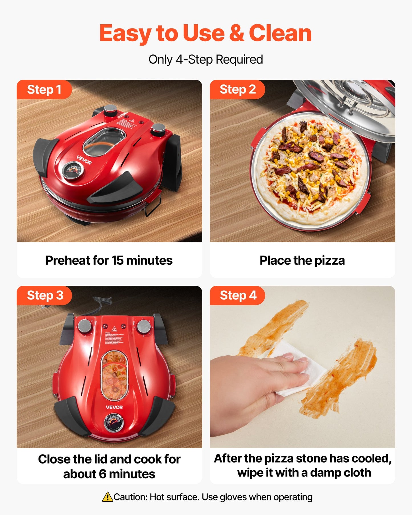 Pizza Oven, 304.8 mm Electric Pizza Maker, 1200W Electric Pizzas