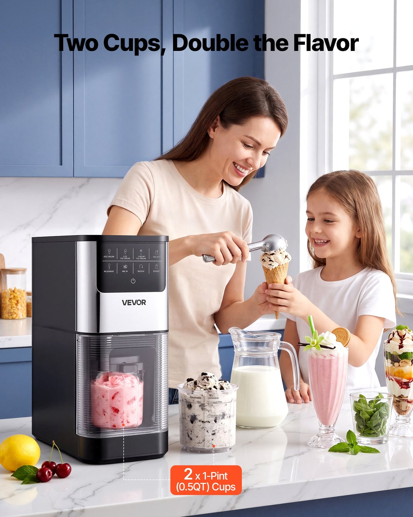 Ice Cream Maker, 7-in-1 Frozen Treat Maker for Gelato, Sorbet,