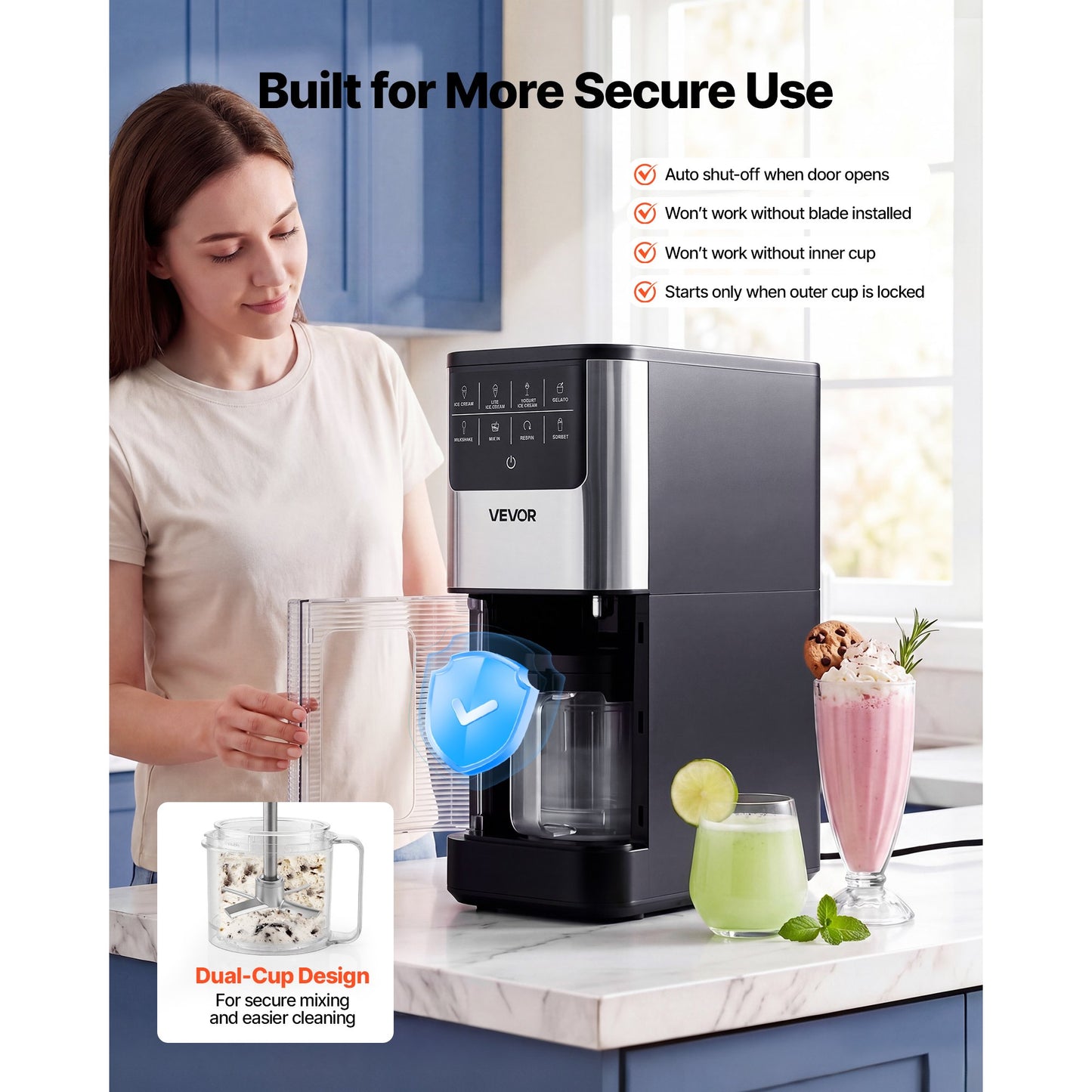 Ice Cream Maker, 7-in-1 Frozen Treat Maker for Gelato, Sorbet,