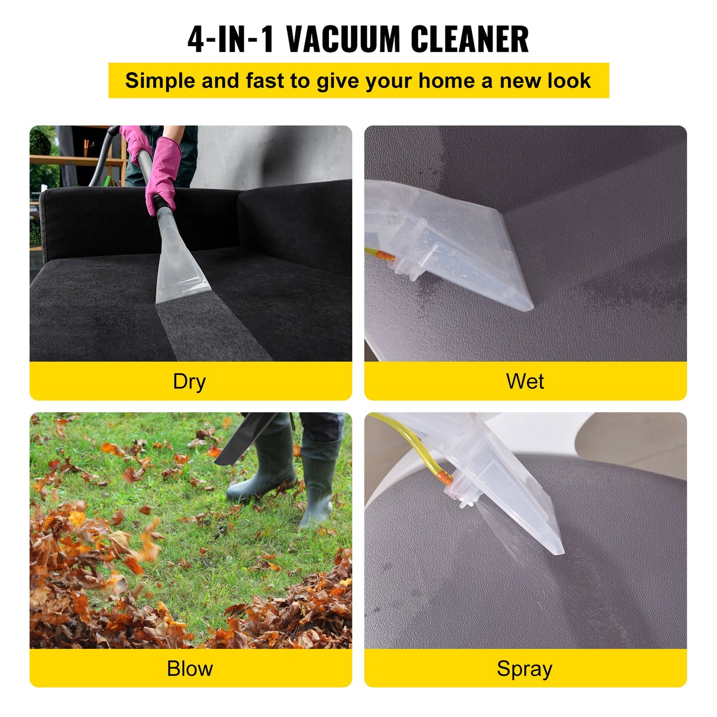 Wet Dry Vacuum Cleaner, 20.1 L 2 Peak HP, 4-in-1 Portable Shop Vacuum