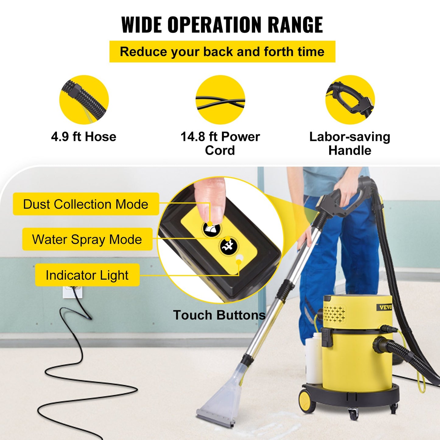 Wet Dry Vacuum Cleaner, 20.1 L 2 Peak HP, 4-in-1 Portable Shop Vacuum