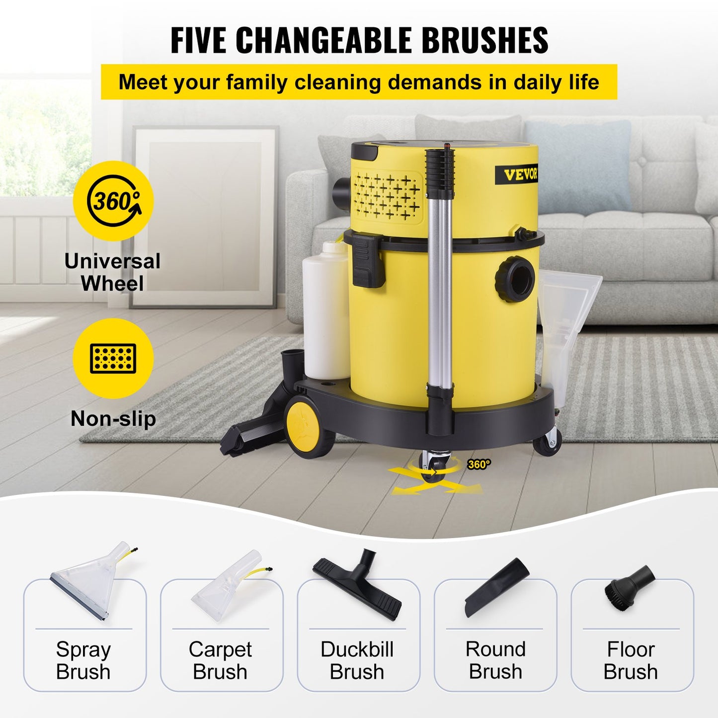 Wet Dry Vacuum Cleaner, 20.1 L 2 Peak HP, 4-in-1 Portable Shop Vacuum