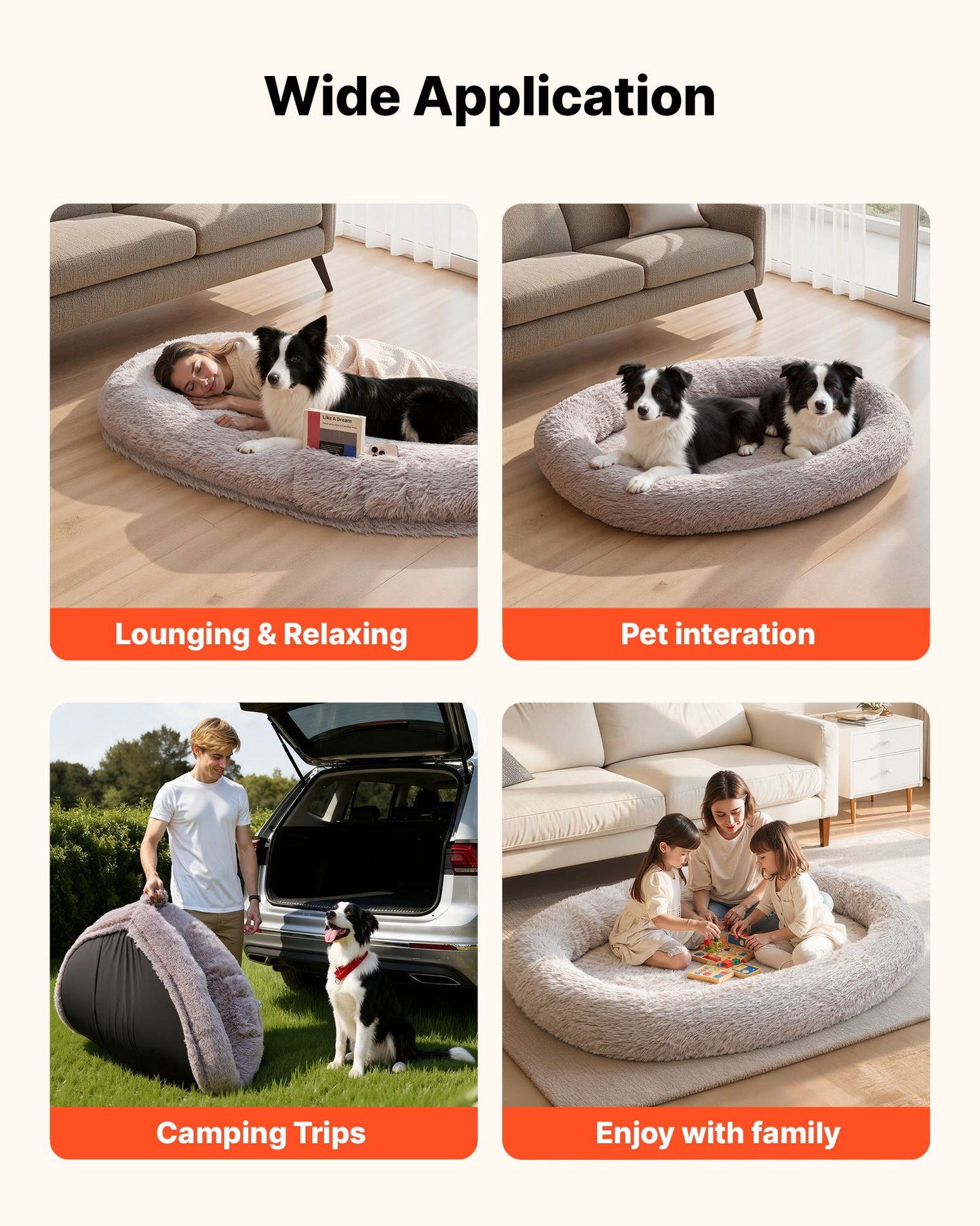 Human Dog Bed, 67.32 x 39.37 x 9.4 inch Orthopedic Memory Foam Human