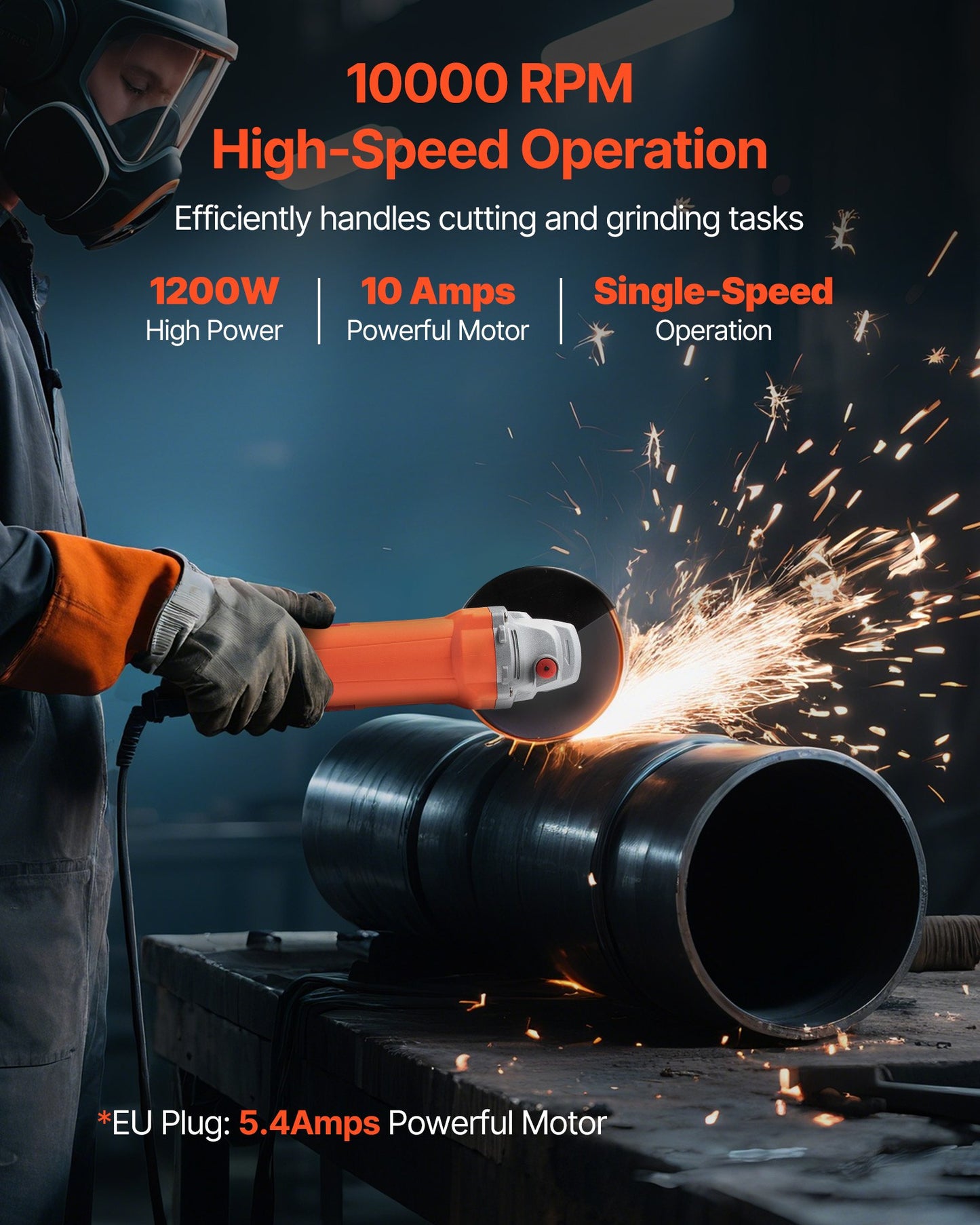 Angle Grinder, 127mm Electric Grinder Power Tool, 5.4Amps 10000RPM