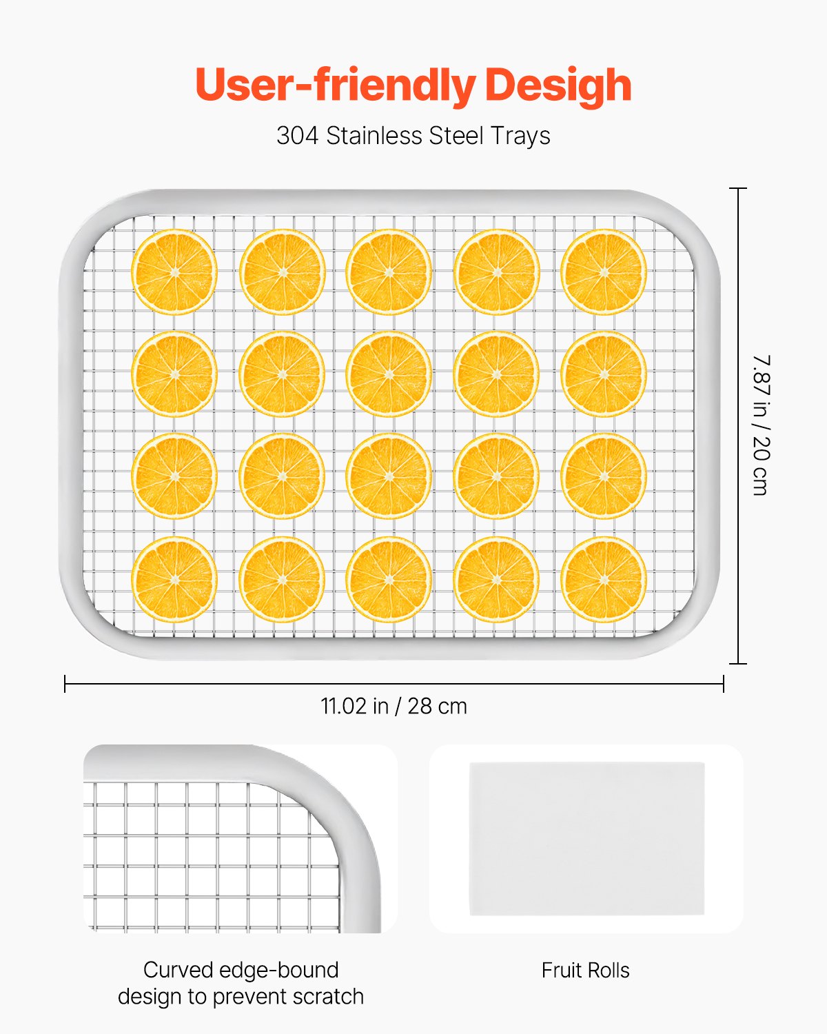 Food Dehydrator Machine, 6 Stainless Steel Trays, 400W Electric Food