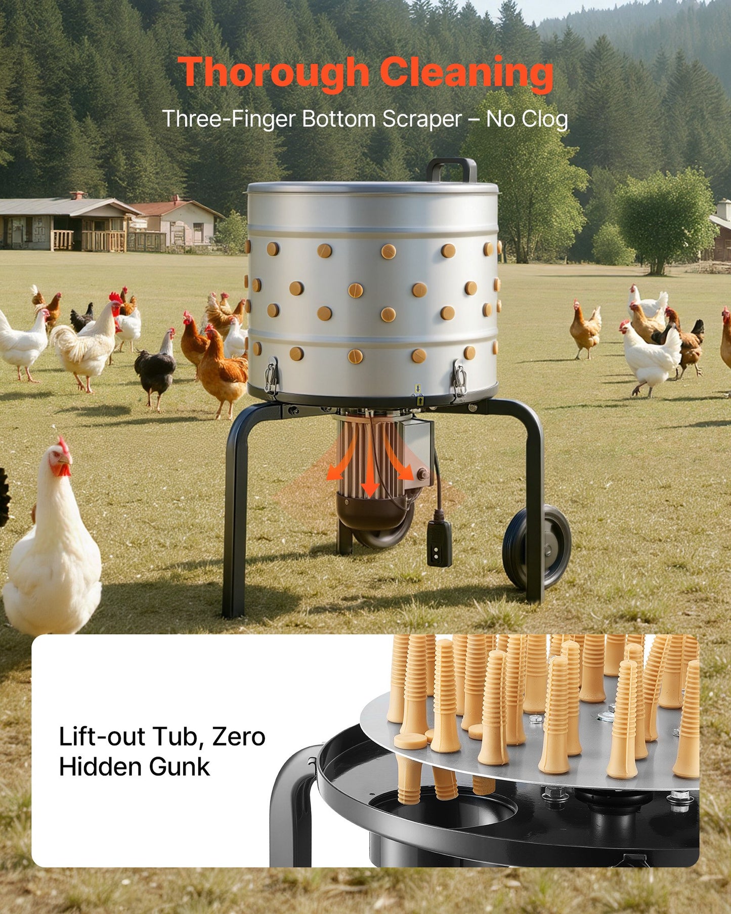Chicken Plucker Machine, 500mm Drum, 900W & 230RPM Electric Chicken