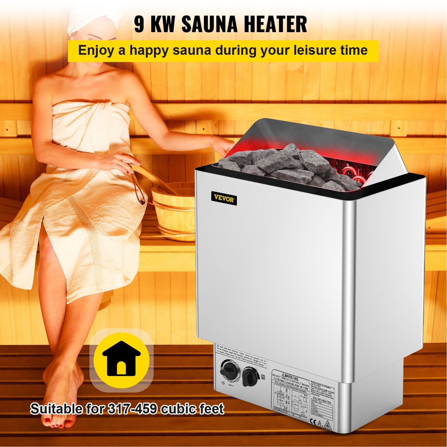9KW Sauna Heater Stove 380V-415V Wet&Dry Electric Sauna Heater with