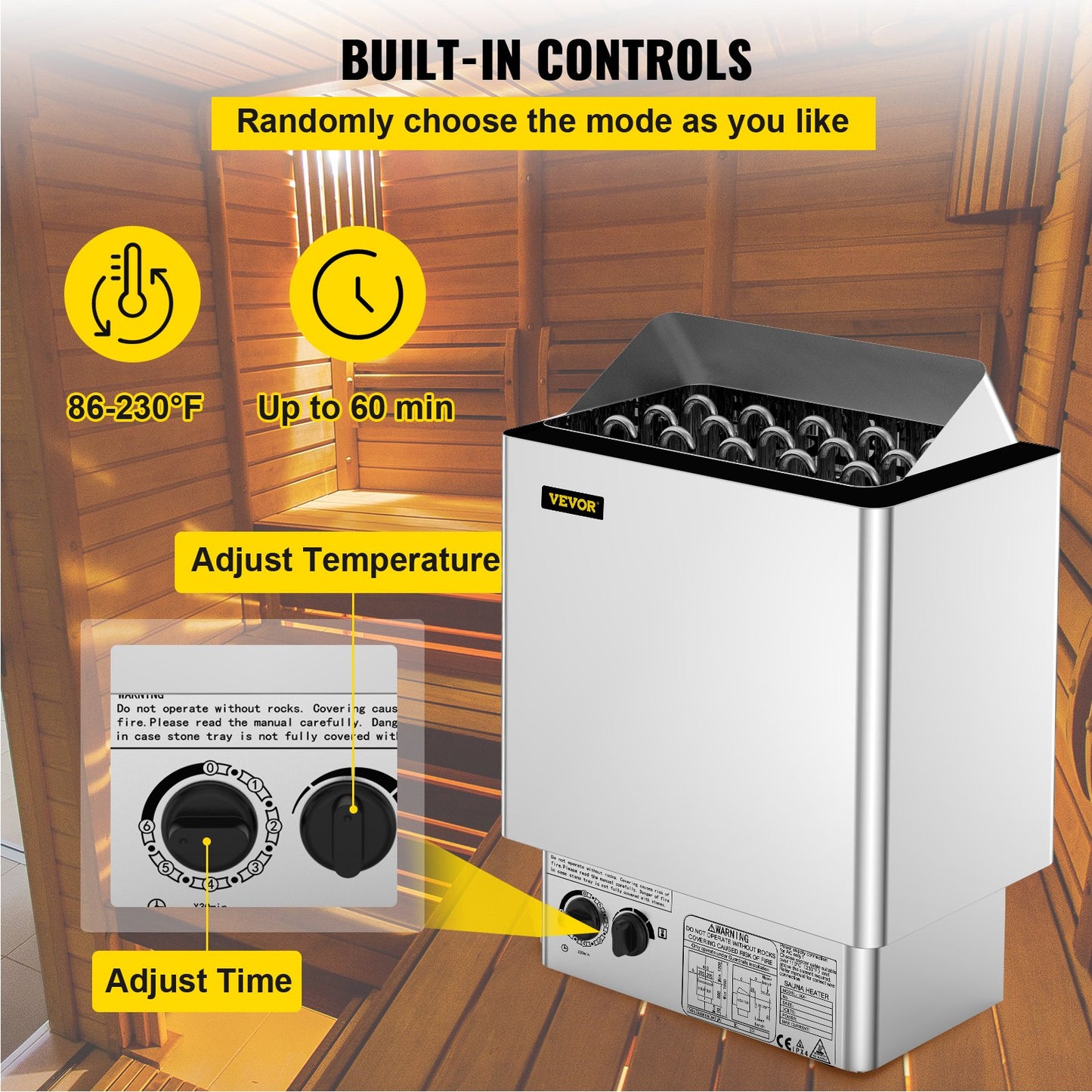 9KW Sauna Heater Stove 380V-415V Wet&Dry Electric Sauna Heater with