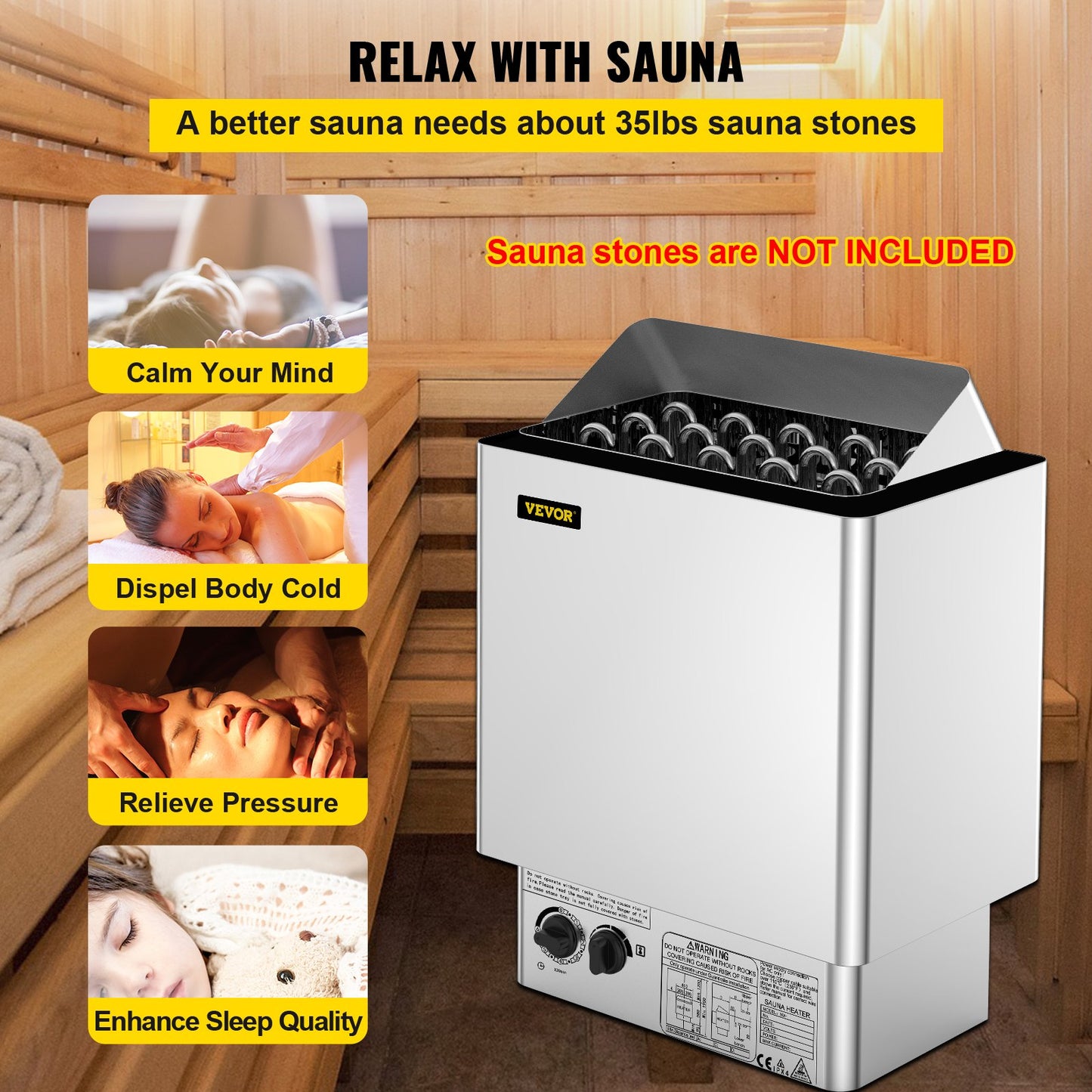 9KW Sauna Heater Stove 380V-415V Wet&Dry Electric Sauna Heater with