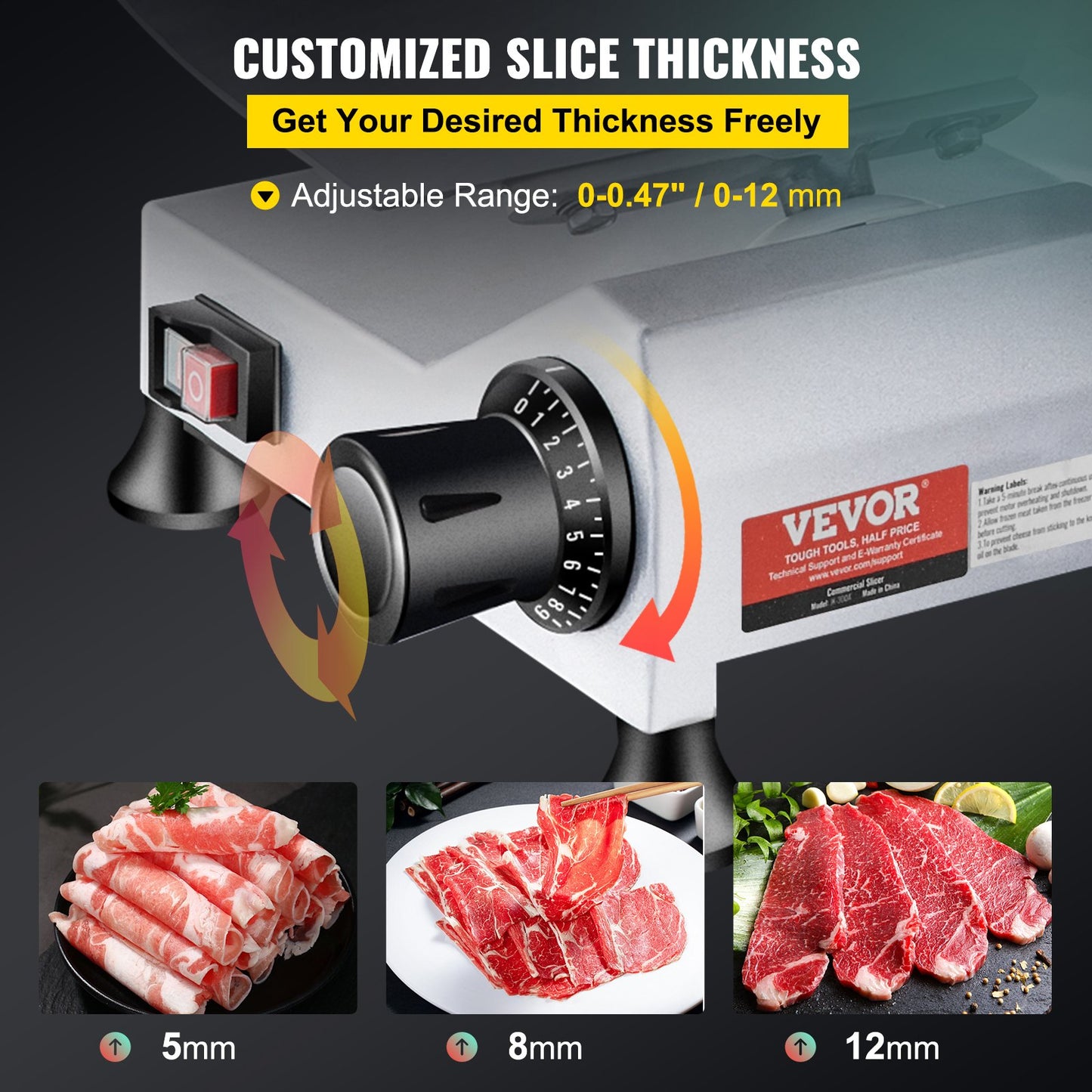 Commercial Meat Slicer, 240W Electric Deli Food Slicer, 10 inch Carbon