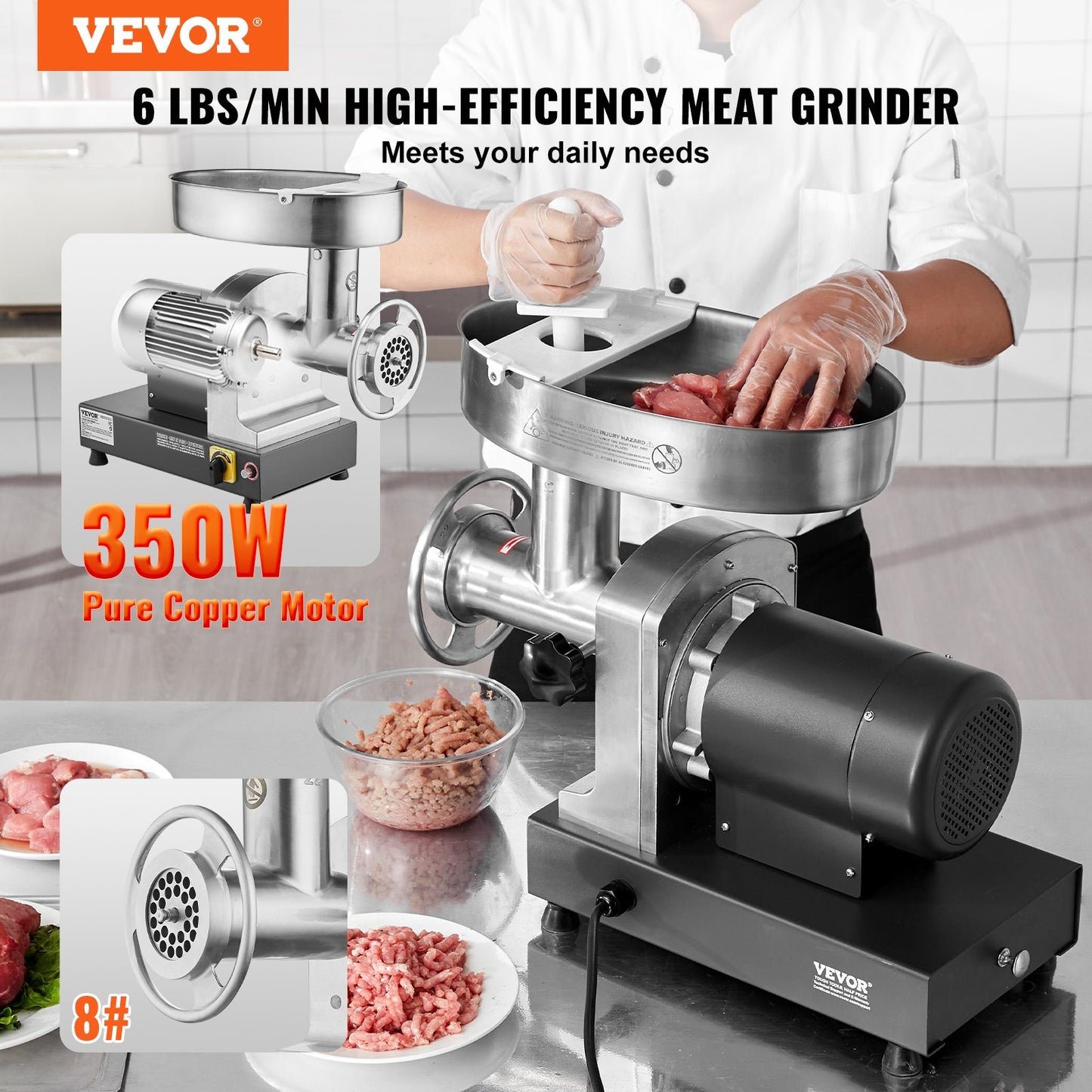 Meat Grinder, 6 Lbs/Min Capacity Electric Meat Grinders with Blade,