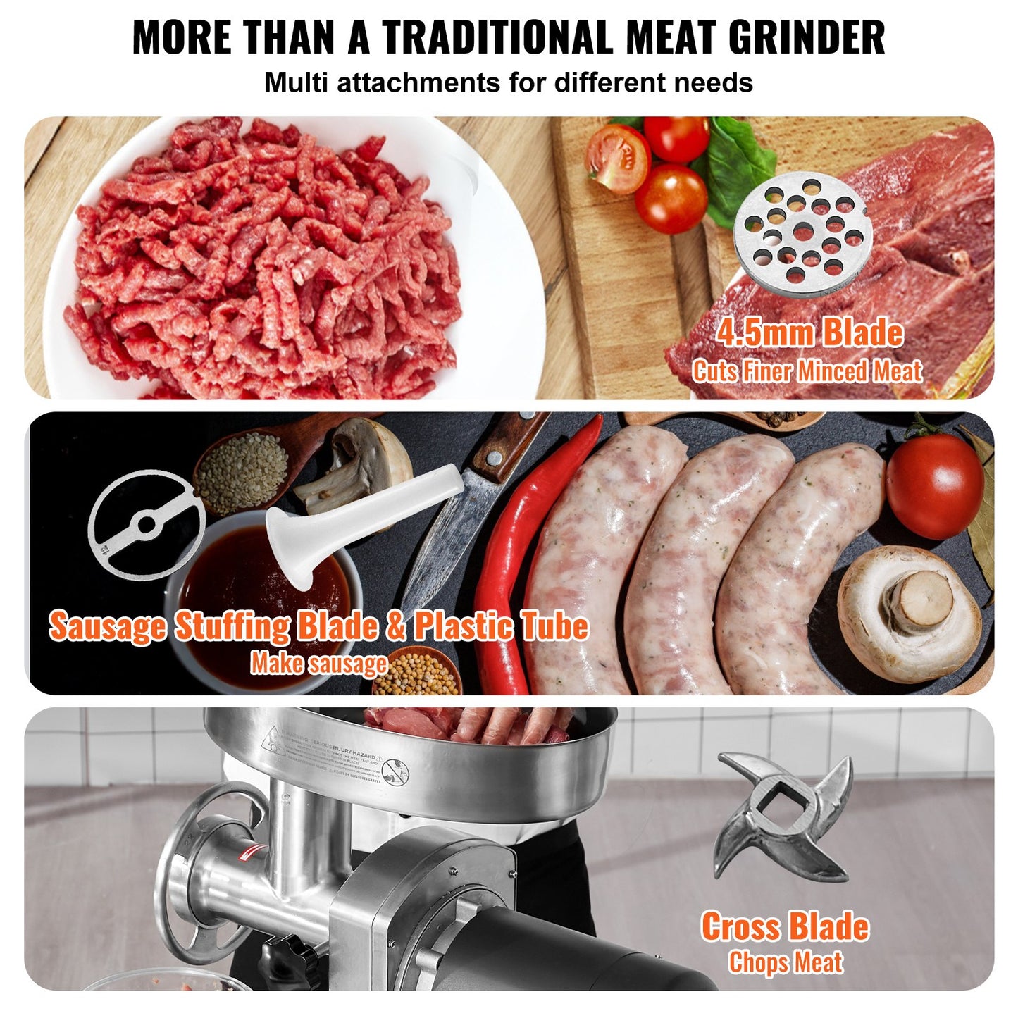 Meat Grinder, 6 Lbs/Min Capacity Electric Meat Grinders with Blade,