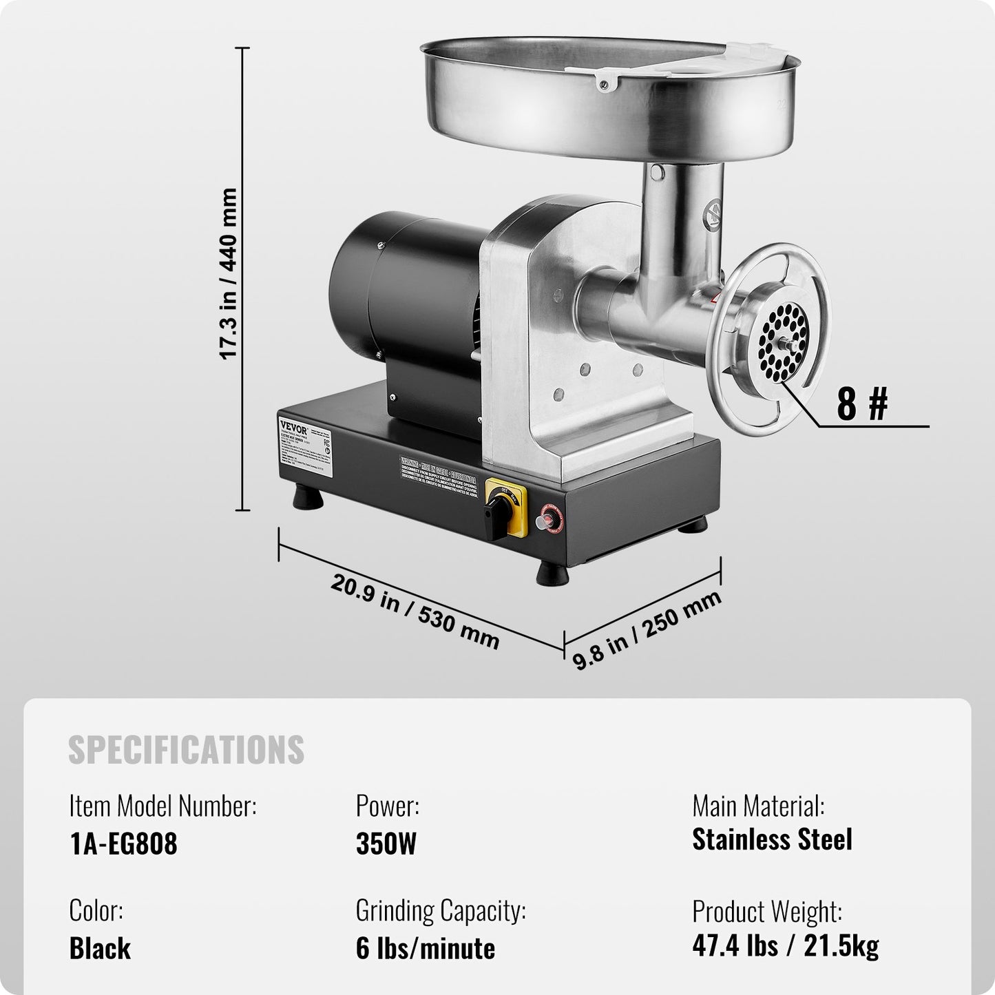 Meat Grinder, 6 Lbs/Min Capacity Electric Meat Grinders with Blade,
