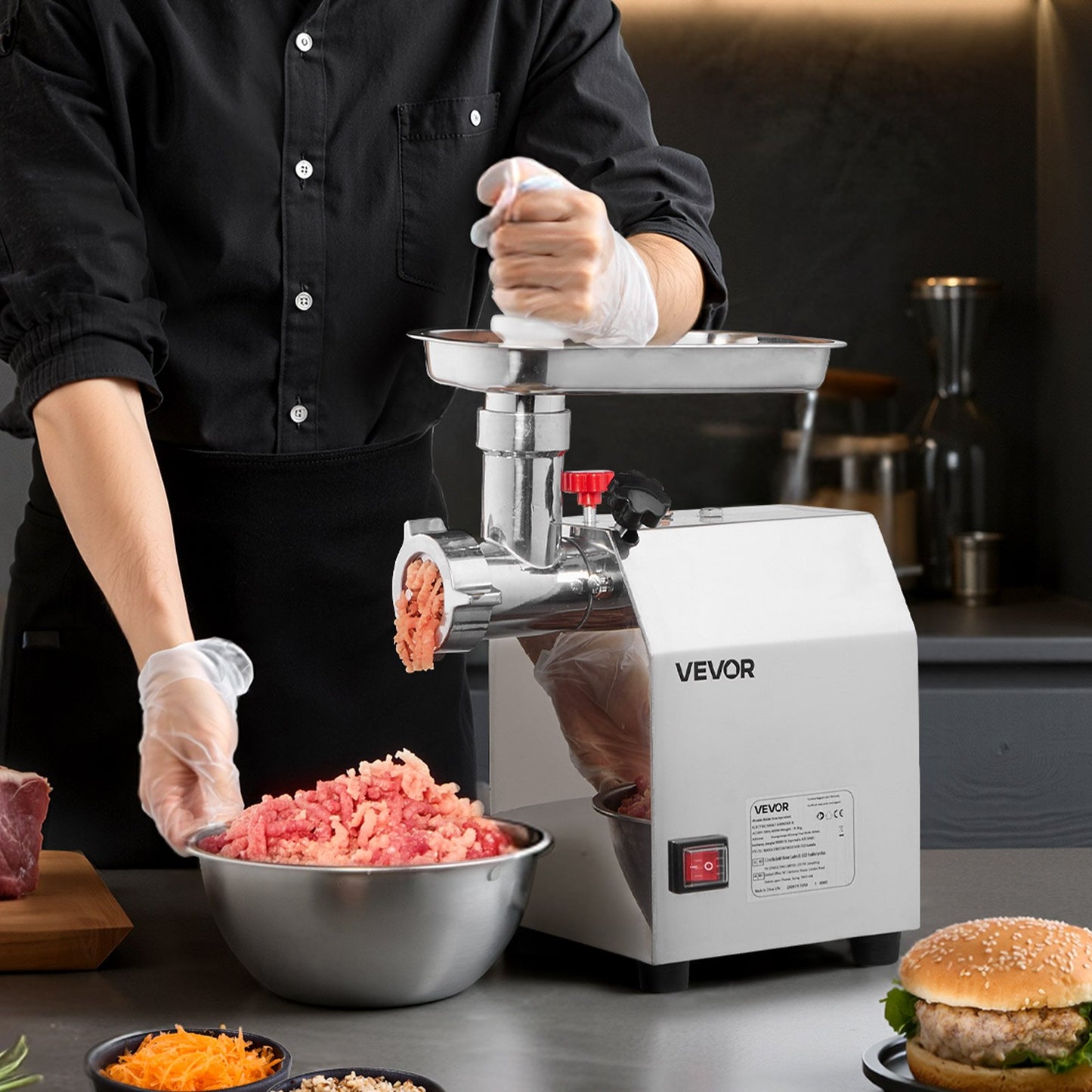 Commercial Electric Meat Grinder, 2.27 kg/min Capacity, #8 Industrial