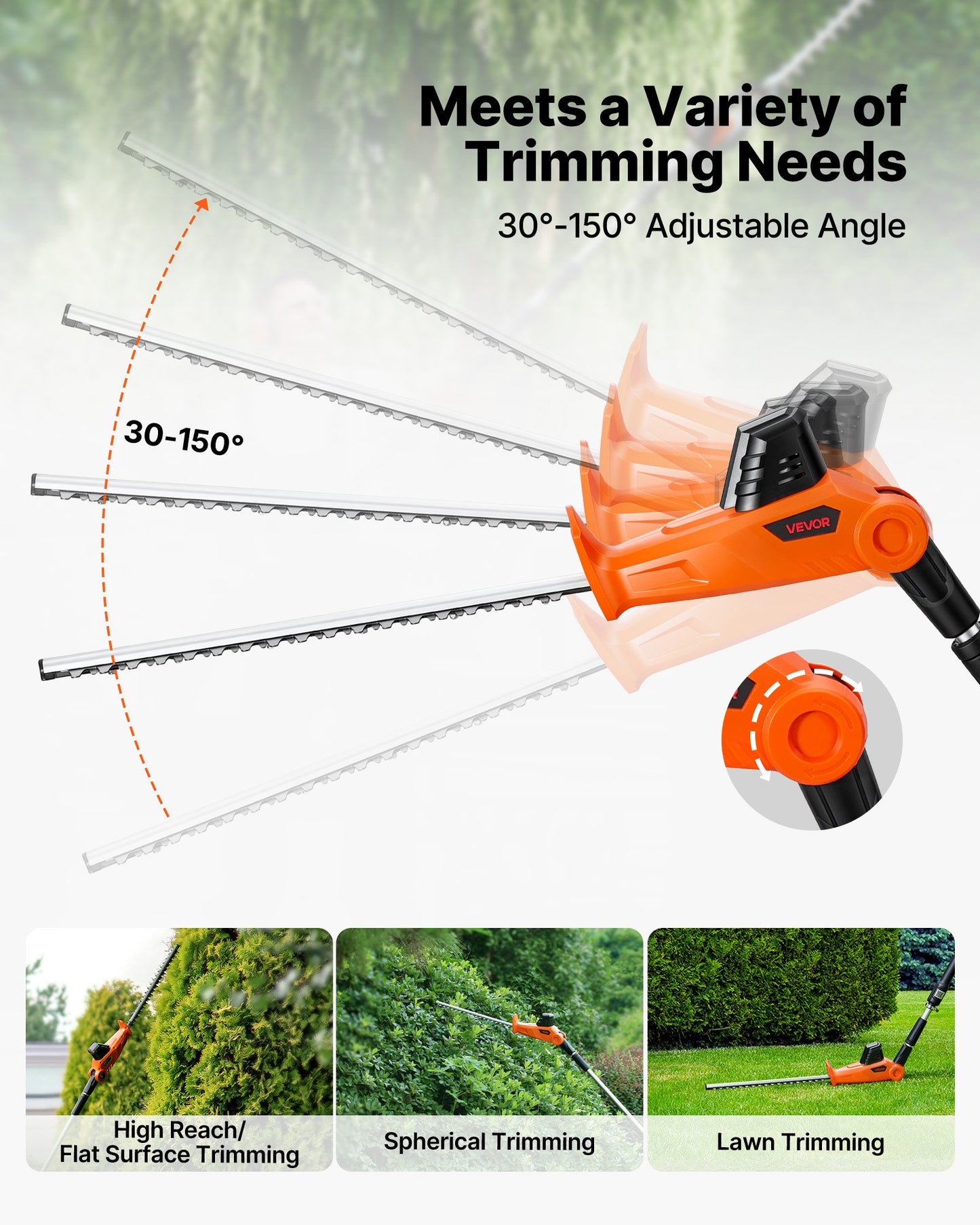 Cordless Pole Hedge Trimmer, 20V Electric Bush Trimmer Kit with 457.2