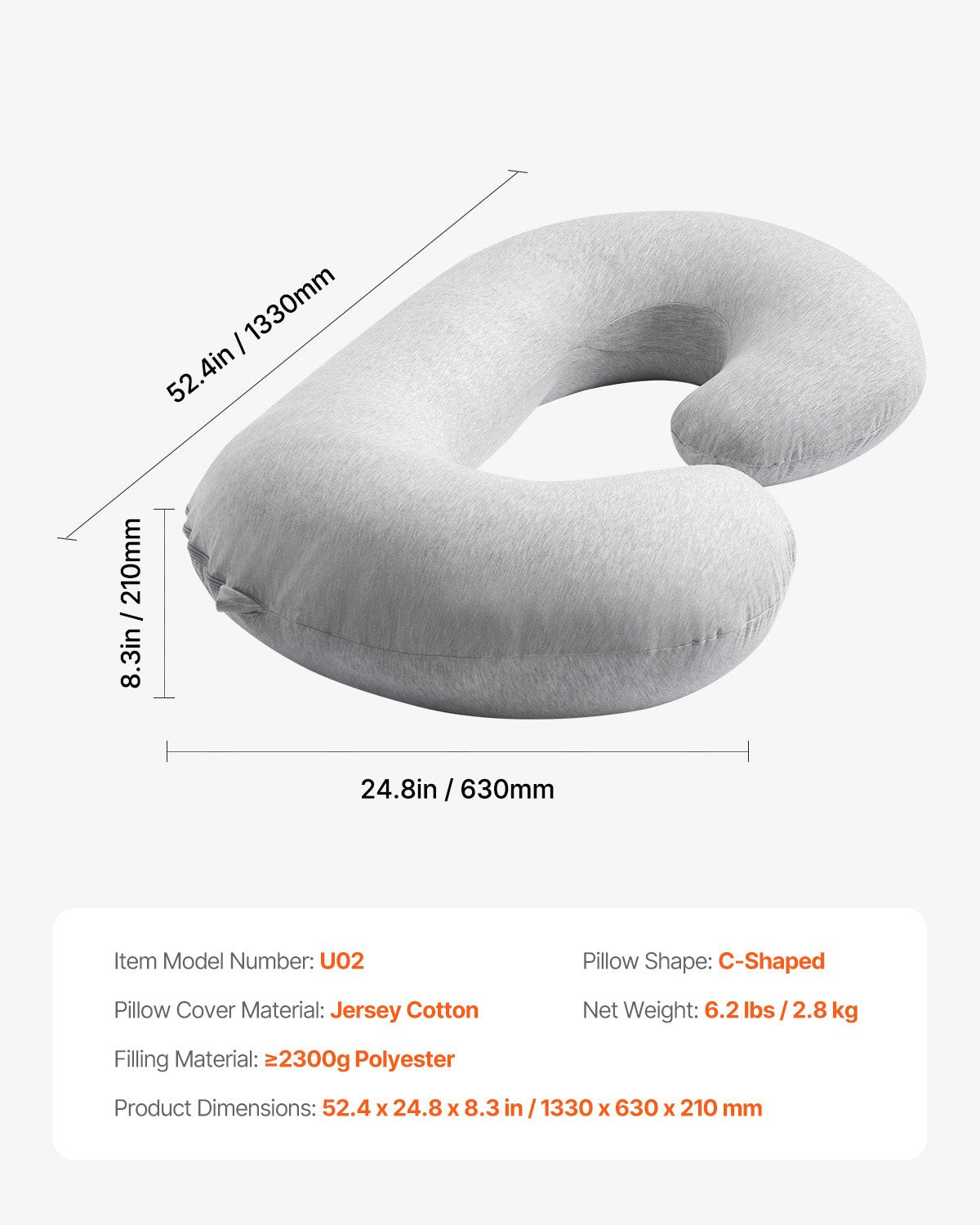 Pregnancy Pillow, C-Shaped Full Body Maternity Pillow, Ultra-Soft and