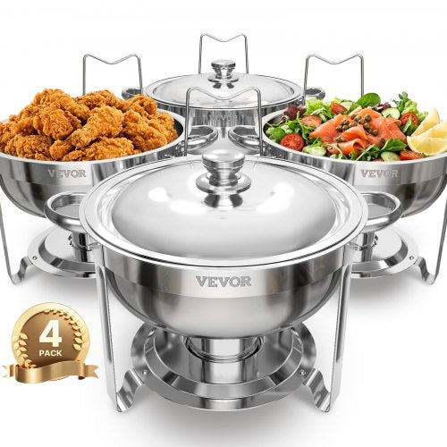 Chafing Dish Buffet Set, 5 Qt 4 Pack, Stainless Steel Chafer with 4