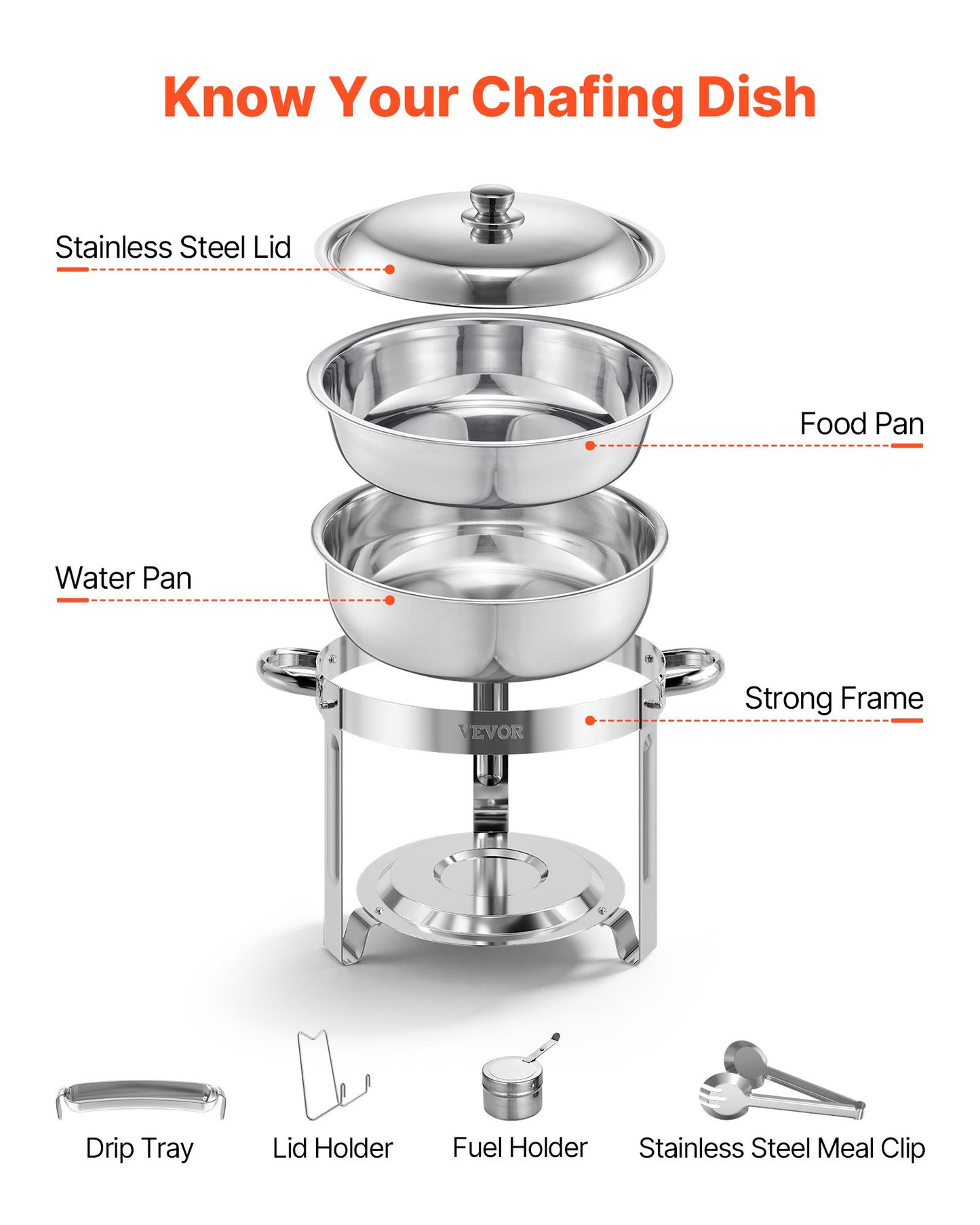 Chafing Dish Buffet Set, 5 Qt 4 Pack, Stainless Steel Chafer with 4