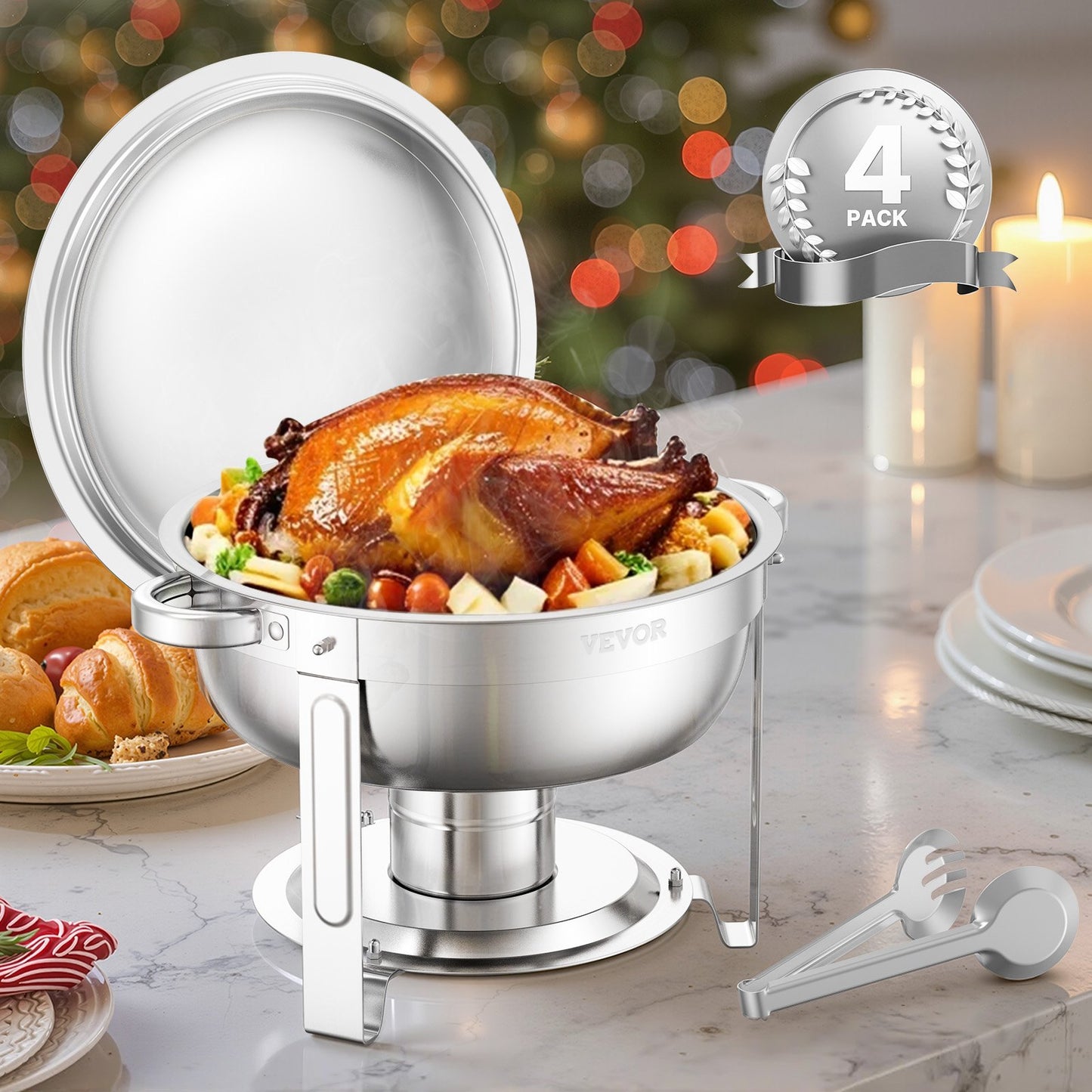 Chafing Dish Buffet Set, 5 Qt 4 Pack, Stainless Steel Chafer with 4