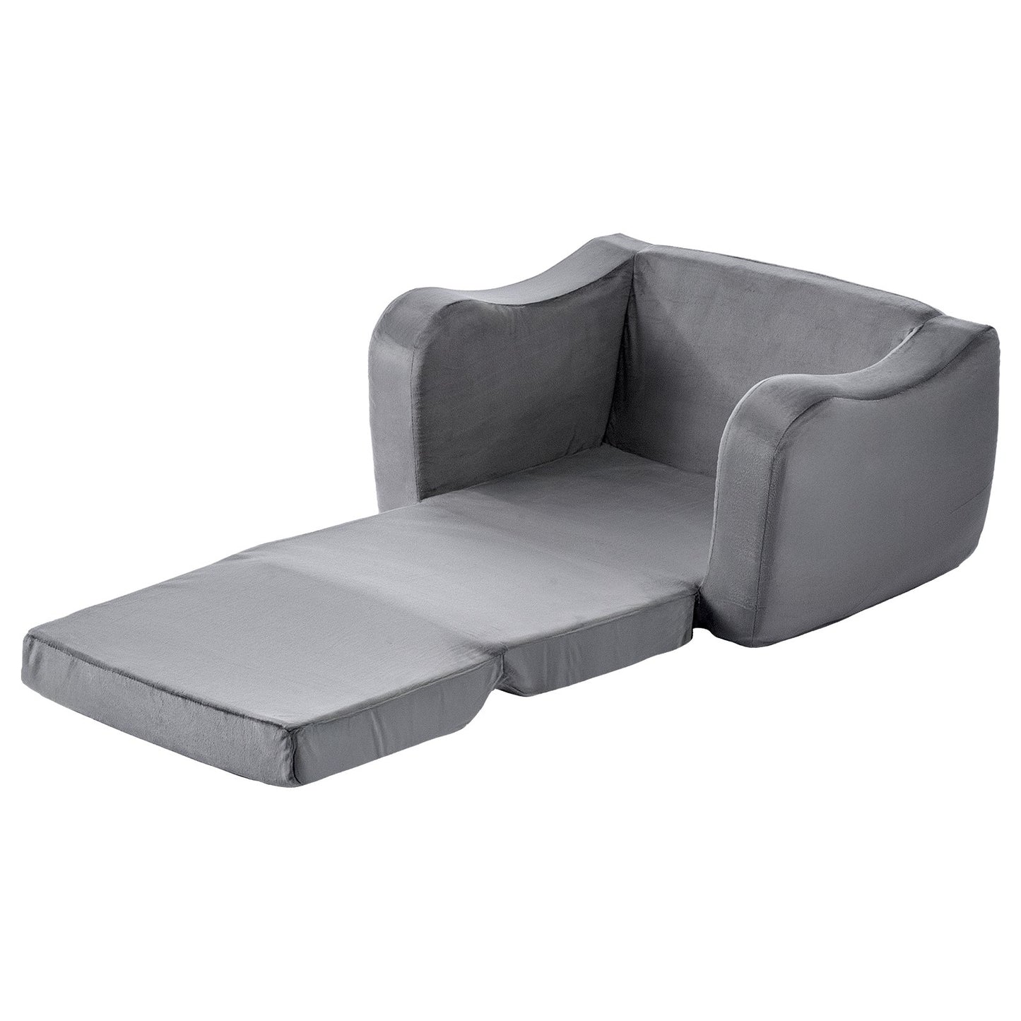 2-in-1 Kids Sofa, Foldable Toddler Soft Couch with Armrests, Made of