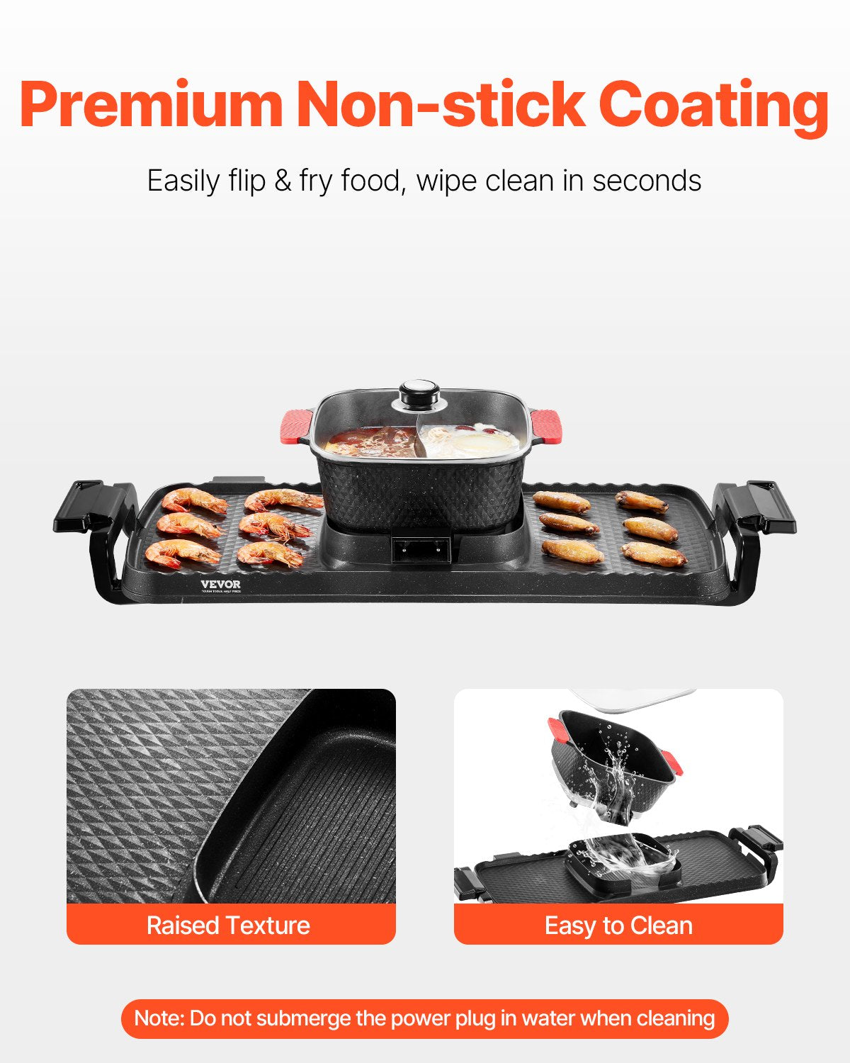 Hot Pot with Grill, 2300W 2-in-1 Electric Smokeless Grill and Hot Pot,