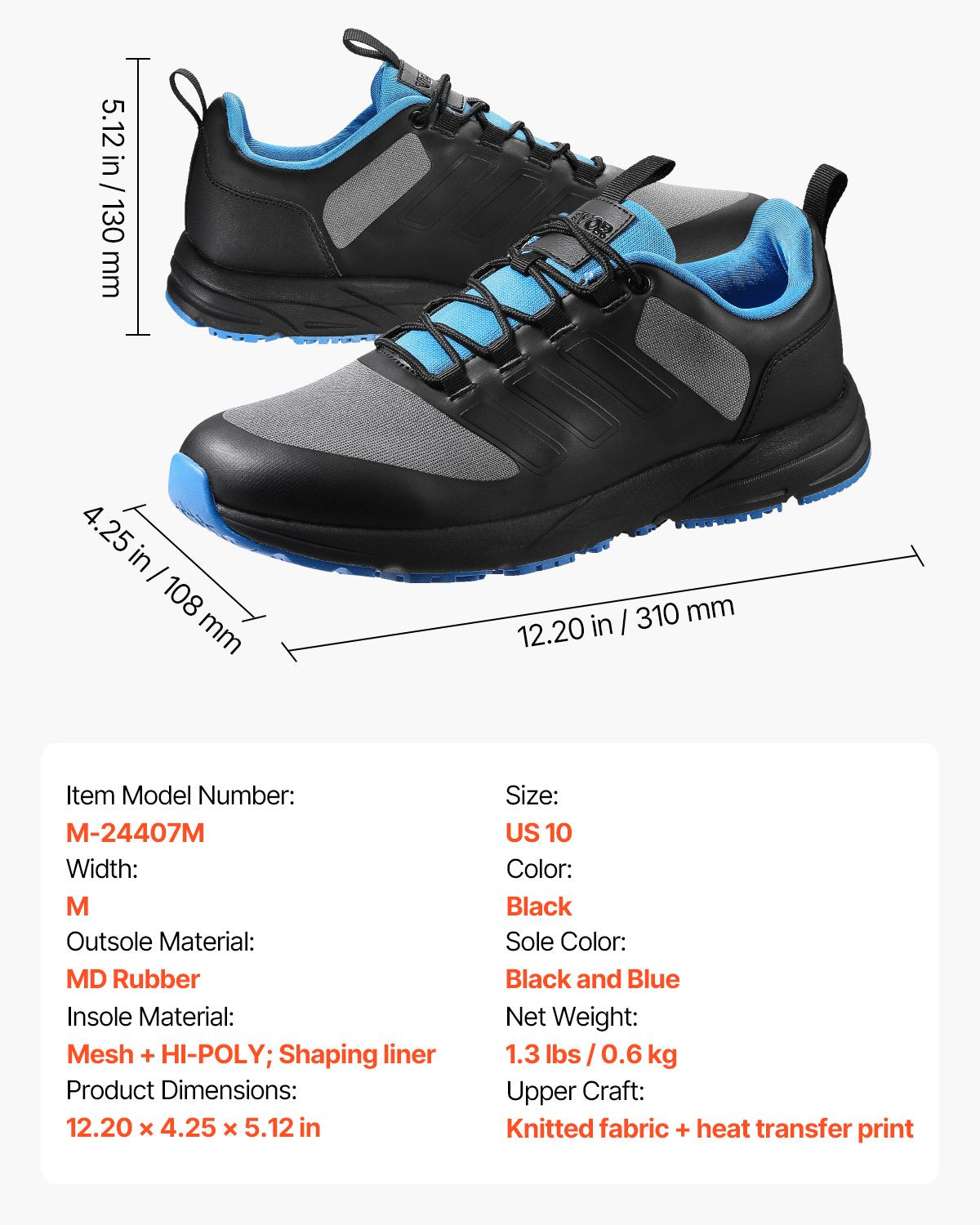 Cross Training Shoes, M Width Sneakers UK Size 9, Wide Toe Box Shoes